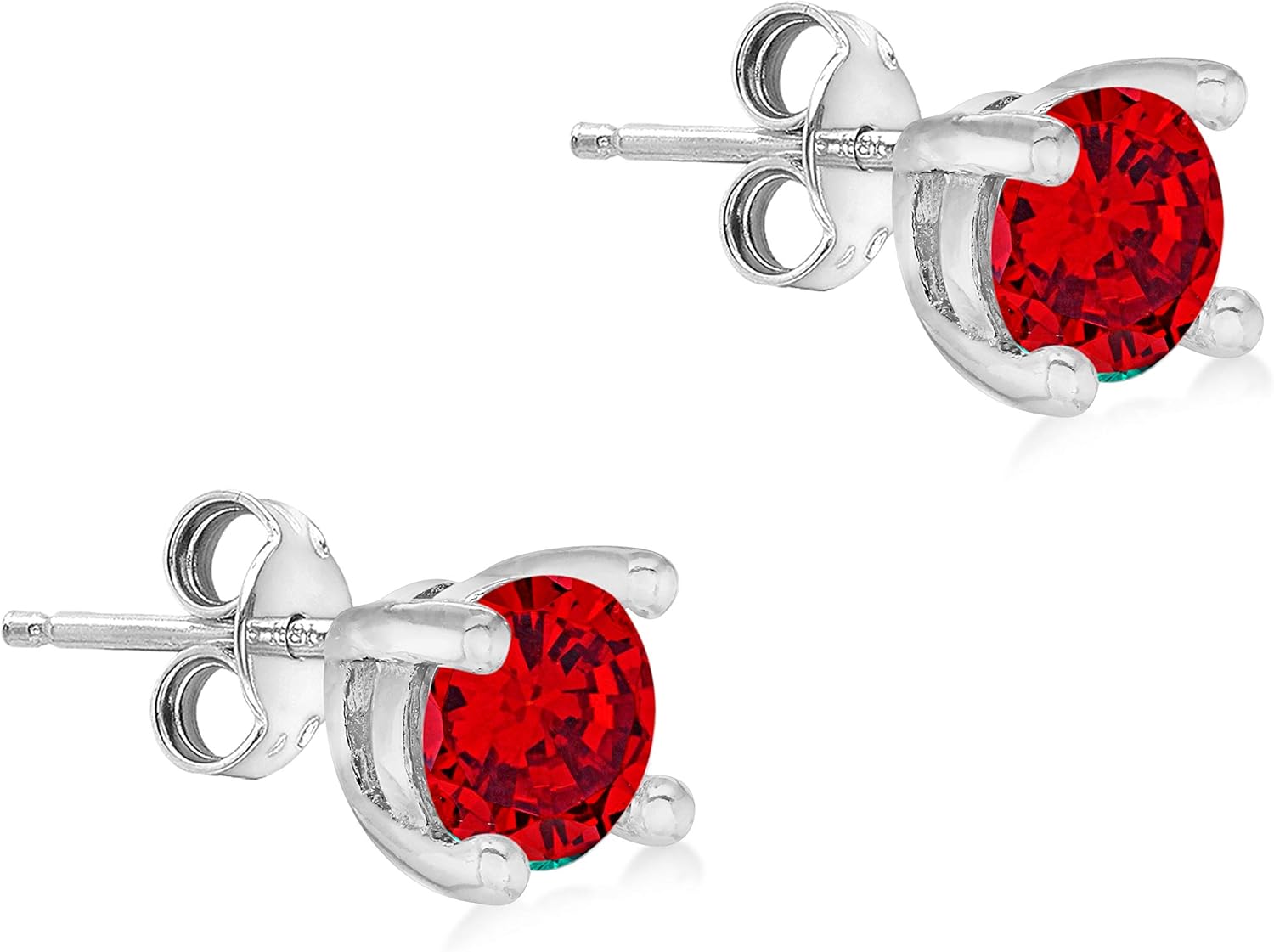 Thumbnail 4 de Amazon Essentials Orecchini a lobo in argento Sterling rodiato con pietra natale rubino