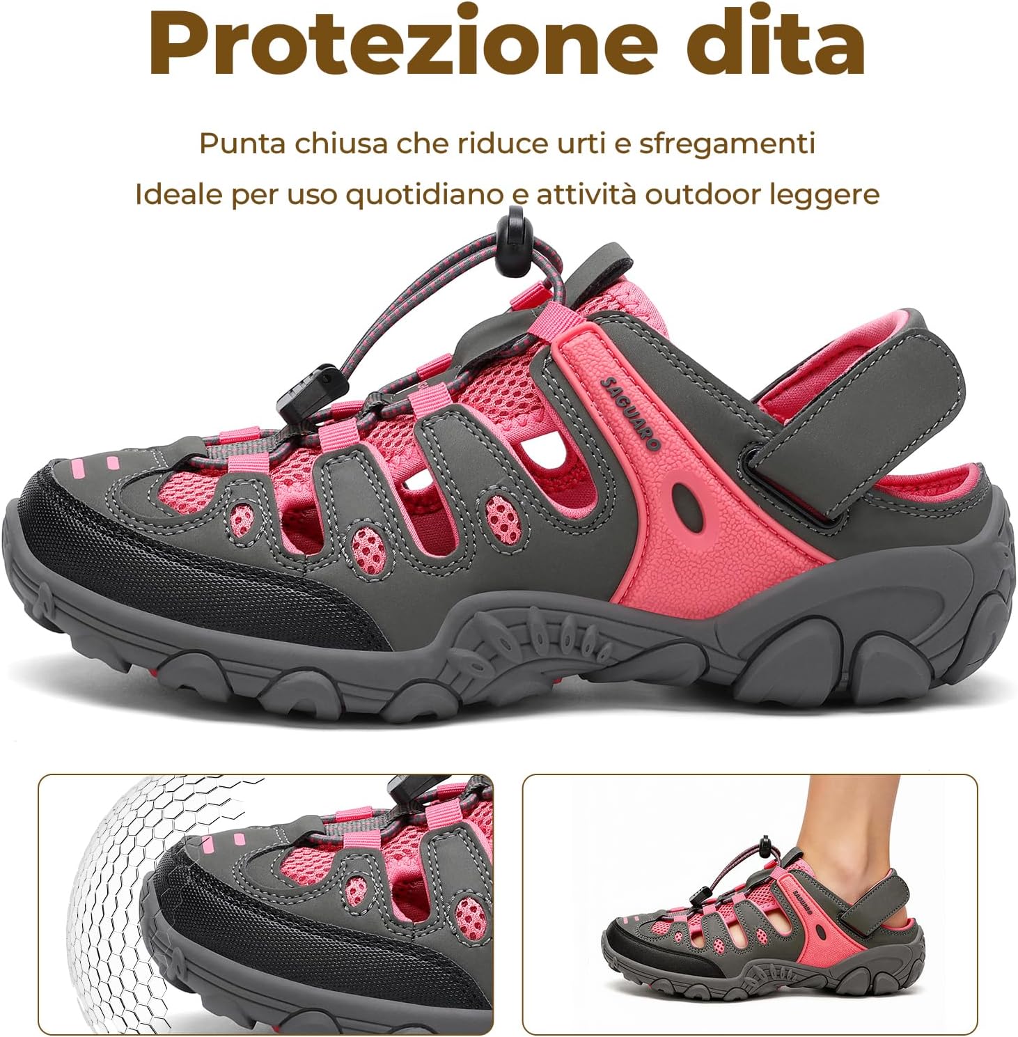 Detalle de SAGUARO Sandali Donna Antiscivolo e Traspiranti, da Trekking e Outdoor (36-42 EU)