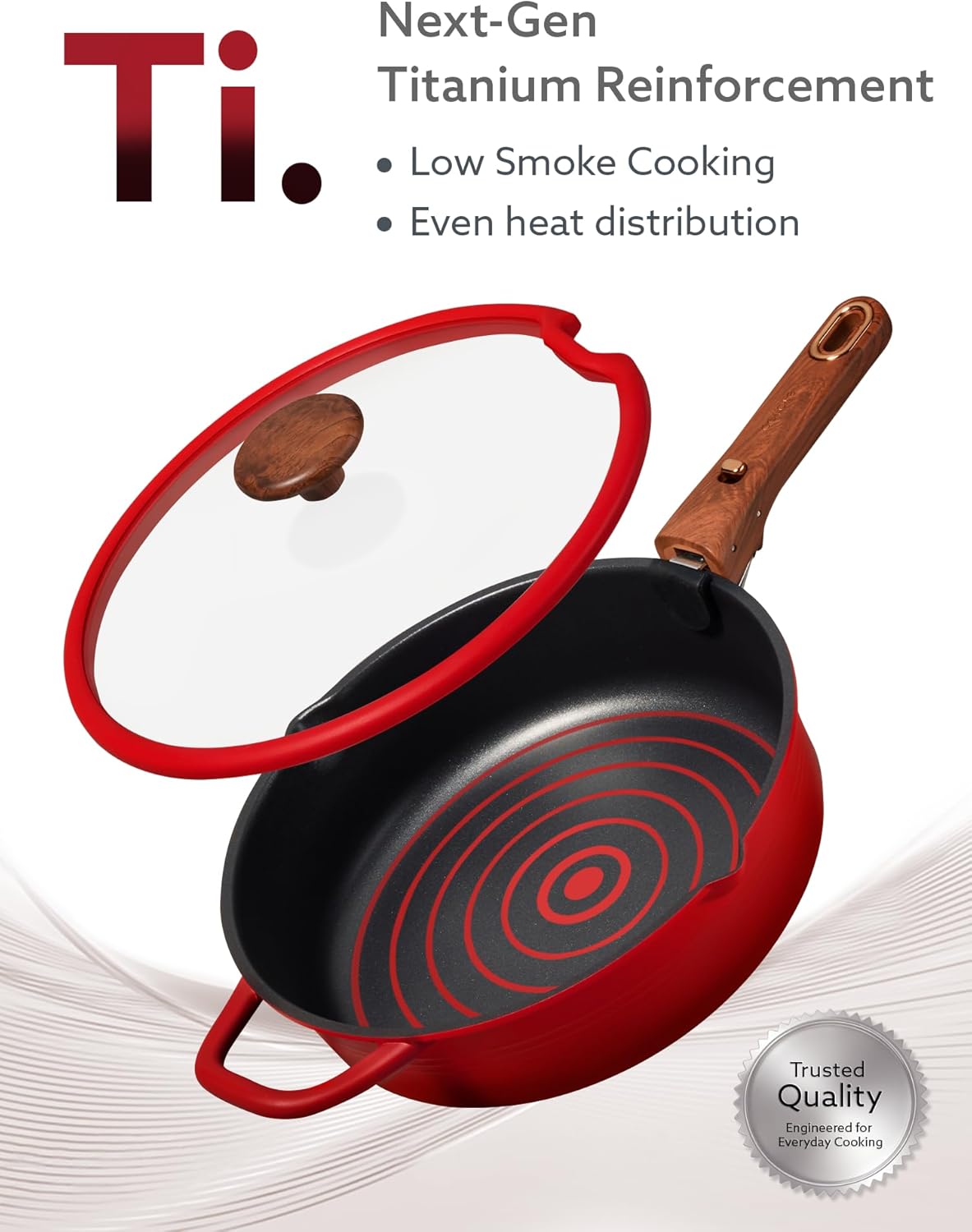 Detalle de CAROTE 20Pcs Titanium Cookware Set with Detachable Handle – Nonstick, Induction Ready