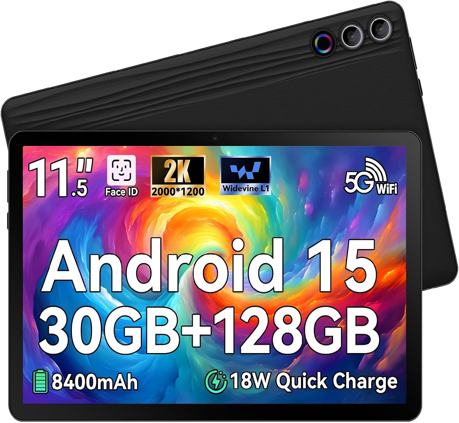 Detalle de MUISOO 11.5 inch Android Tablet (G9) with Android 15, 2K Display, 30GB RAM, 128GB ROM, 1TB Expansion, 8400mAh Battery