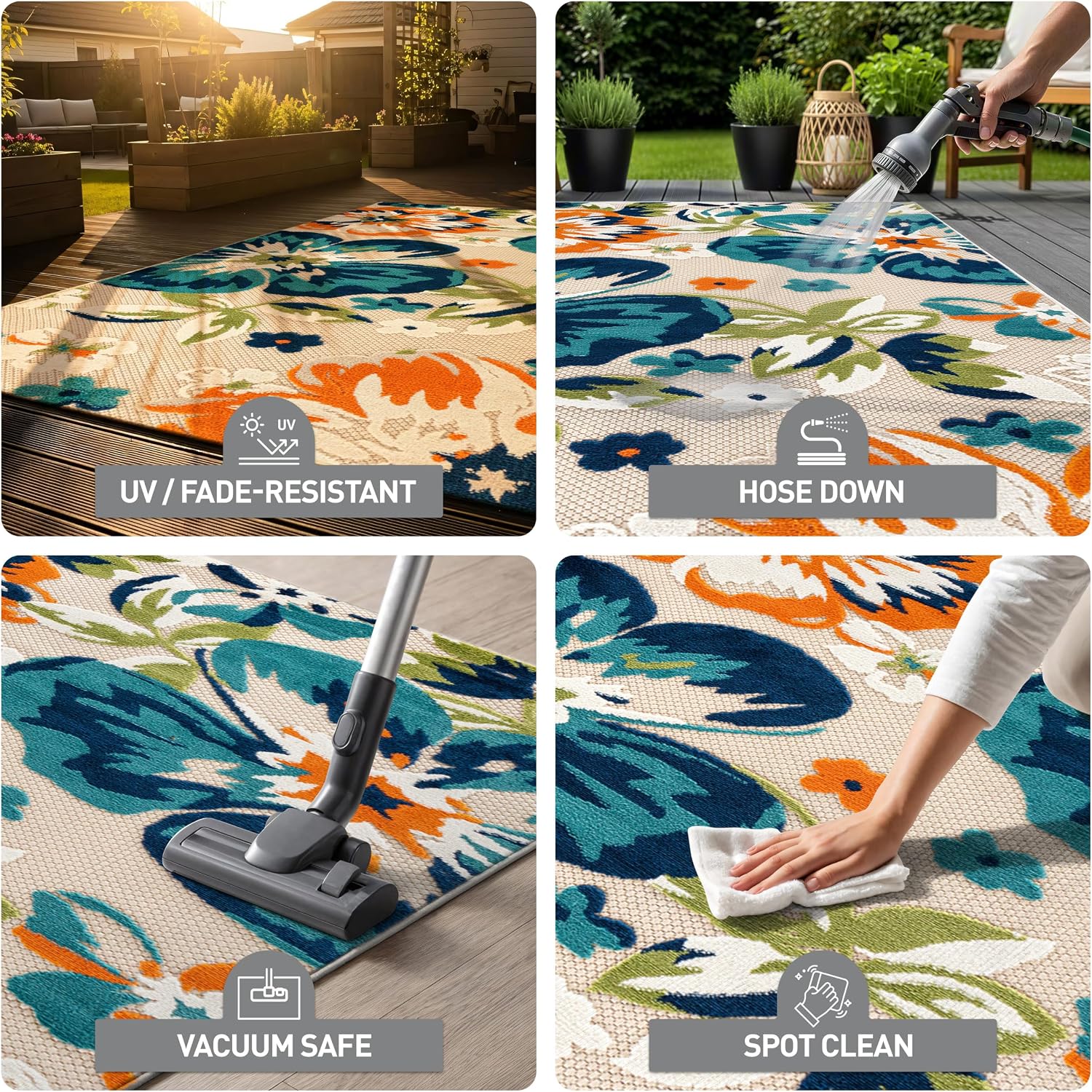 Thumbnail 6 de Rugshop Floral Patio Rug, 6'6" x 6'6