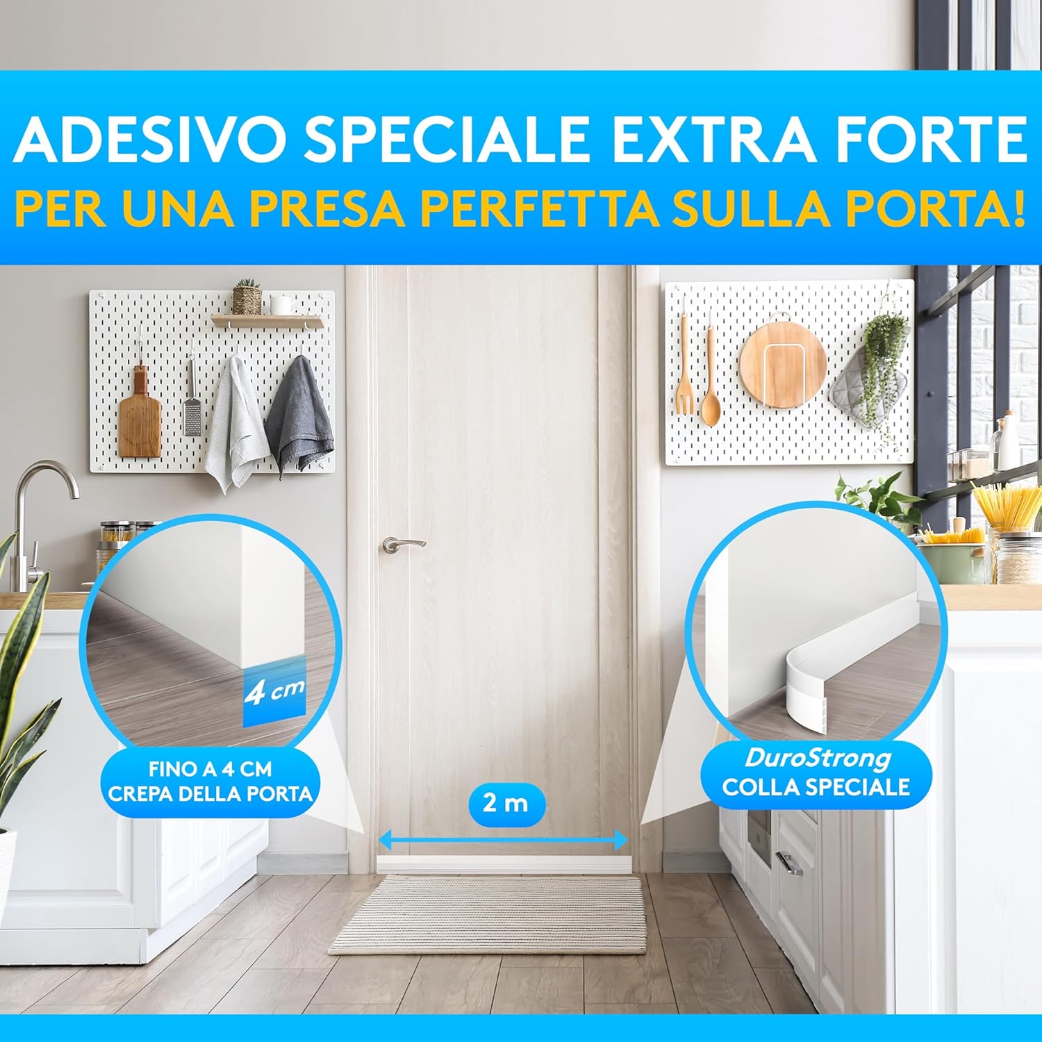 Thumbnail 1 de SilverRack Paraspifferi per Porte Bianco [1x 2m]: Guarnizione autoadesiva per porte, risparmio energetico e protezione dal freddo