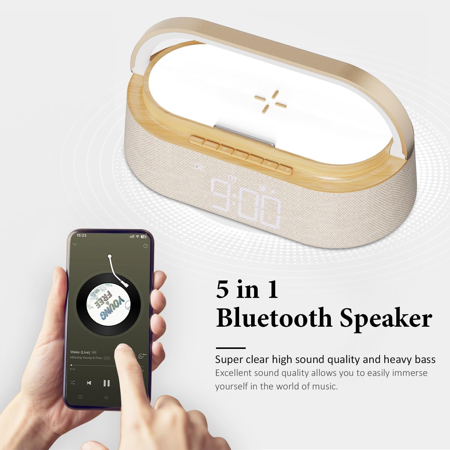 Thumbnail 1 de FREEFISH Bluetooth Speaker with Wireless Charger and Night Light: A Practical All‑in‑One Desk Companion