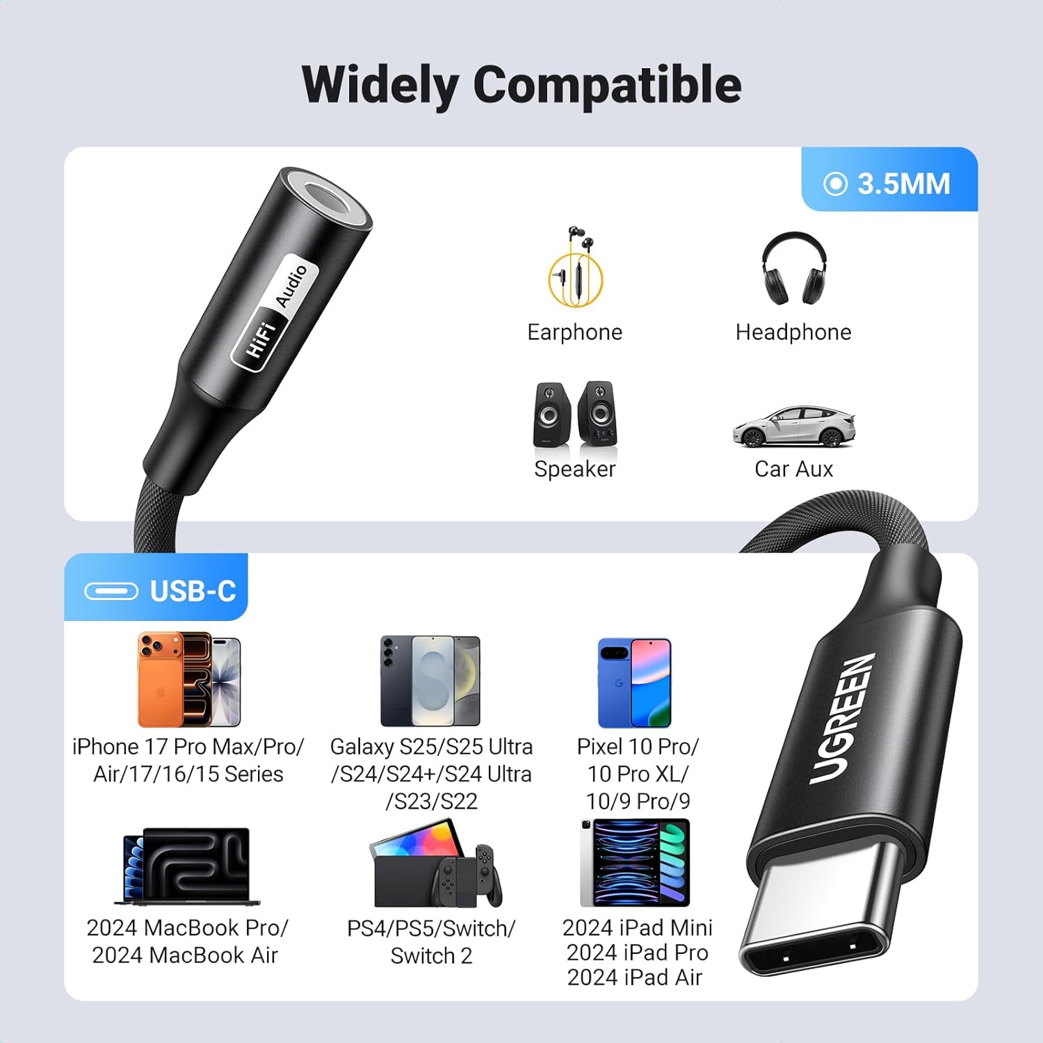 Detalle 2 de UGREEN USB C to 3.5mm Adapter 32bit/384kHz
