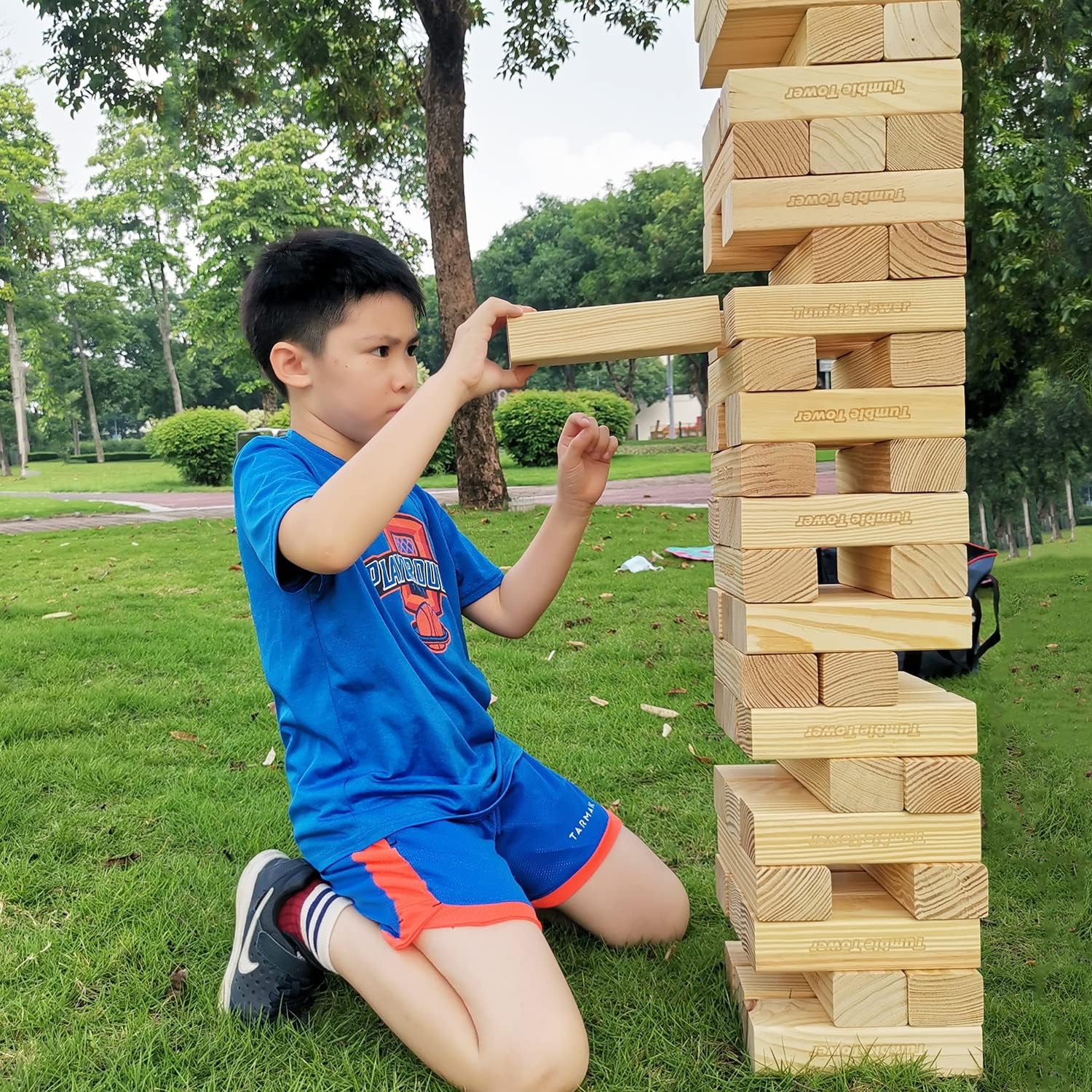 Thumbnail 5 de Jac & Mok Großer Wackelturm aus Holz (Kiefer), 60 Bausteine mit Tragetasche