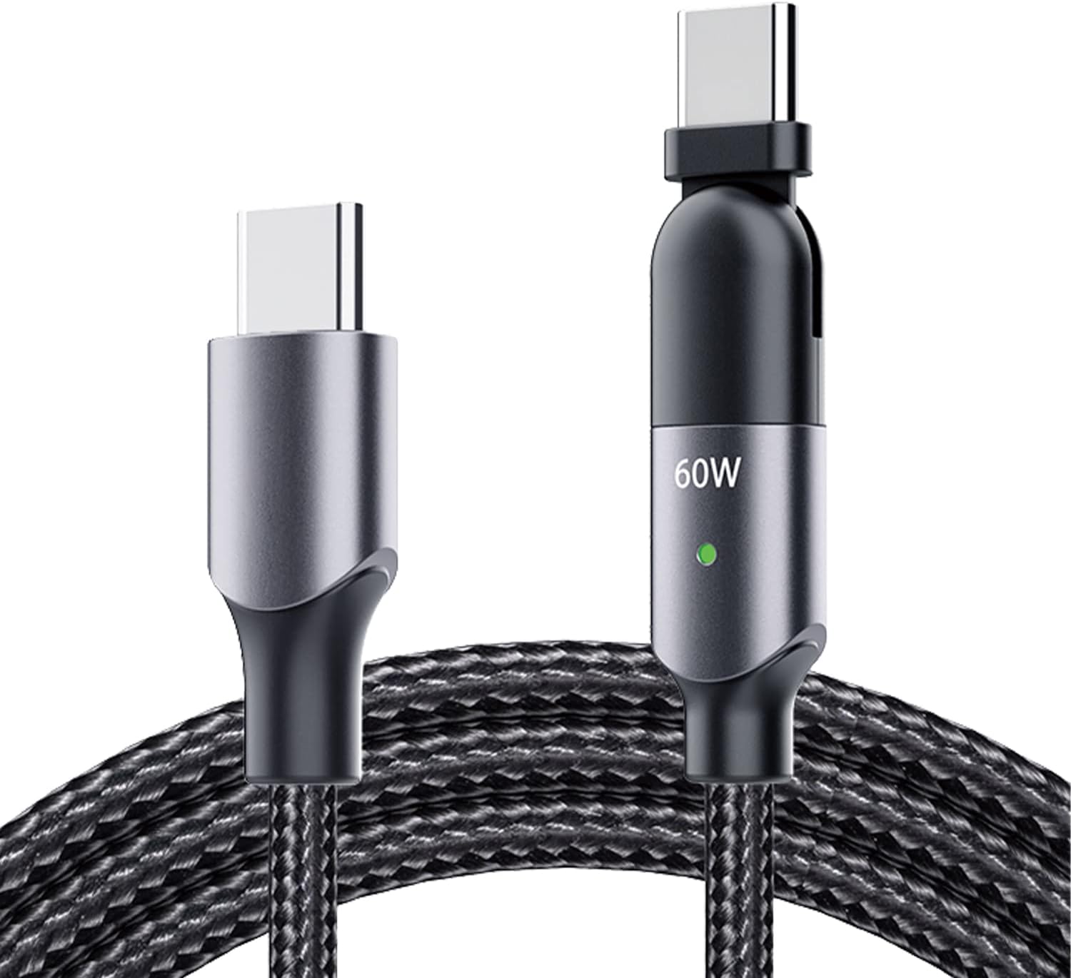 Detalle de SEIWA D623 USB Type-C to Type-Cケーブル PD 60W対応・180°可動プラグ・1.1m