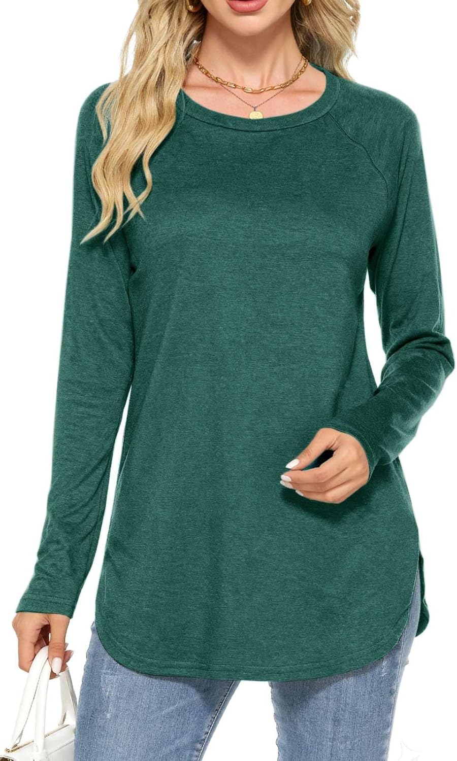 Thumbnail 4 de Teesho Damen Longshirt Langarm Elegant — hochwertiges Baumwollshirt mit Elasthan