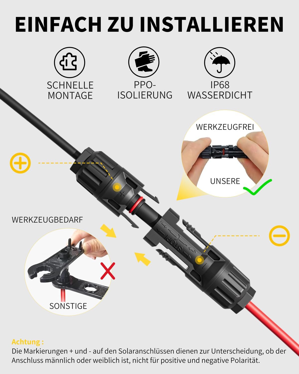 Thumbnail 5 de enernova 6 mm² Solarkabel Y-Verteiler 1Y2 – IP68, DC1500V, 2 Paar (2x 6mm²) – Y-Stecker PV Kabel