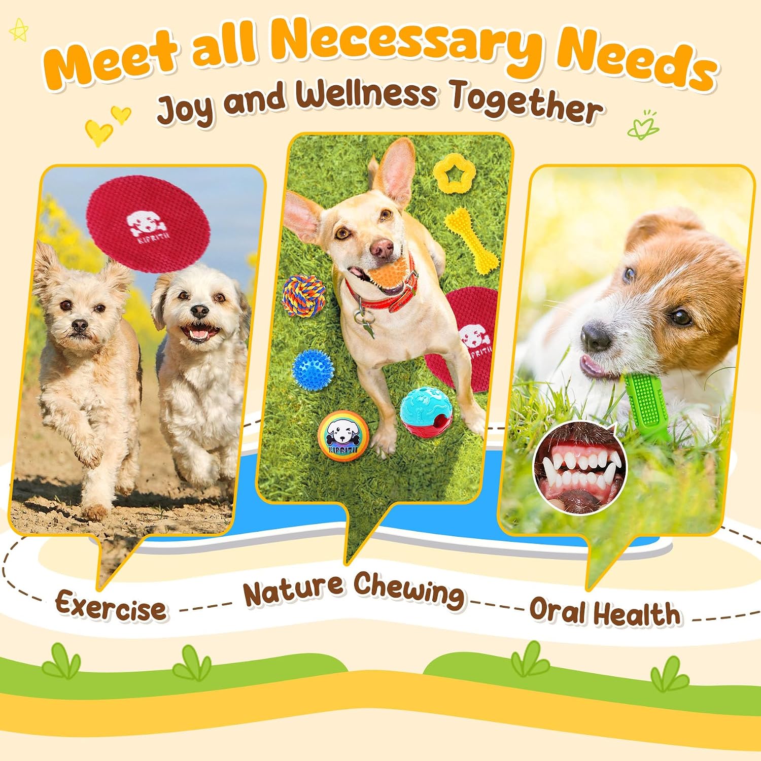 Detalle 1 de KIPRITII KPCT1MX5 25-Piece Dog Toy Set with Rope, Plush, and Treat Balls