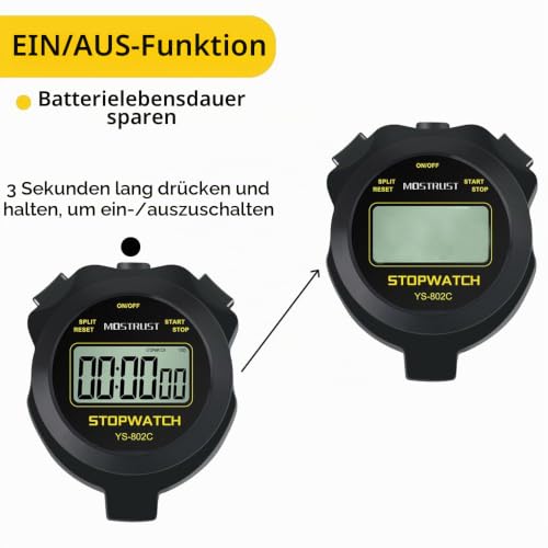 Thumbnail 2 de MOSTRUST Digitale einfache Stoppuhr – leise, ohne Glocken, gelb