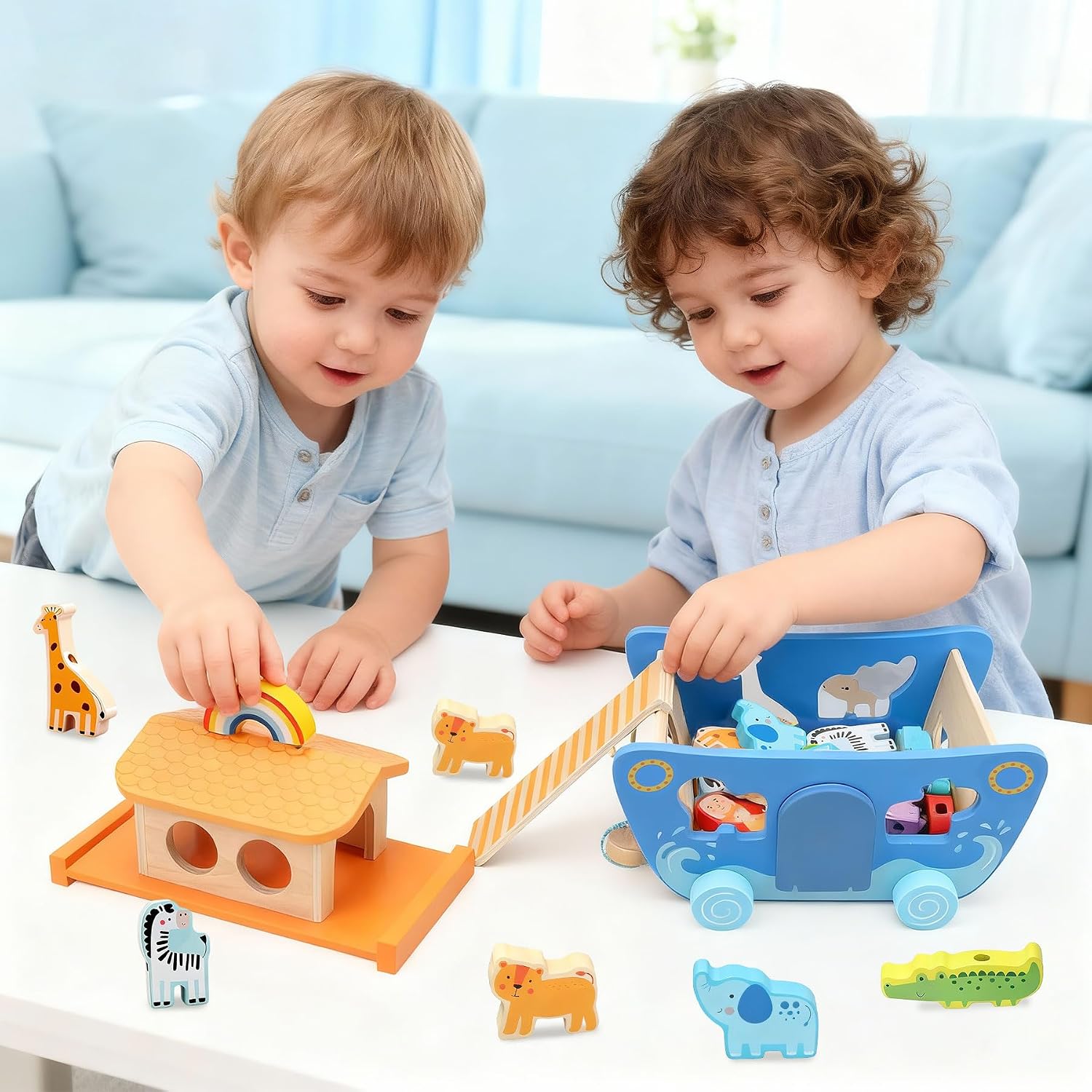Thumbnail 5 de Tooysea Noah's Ark Wooden Shape Sorter 24 Pieces