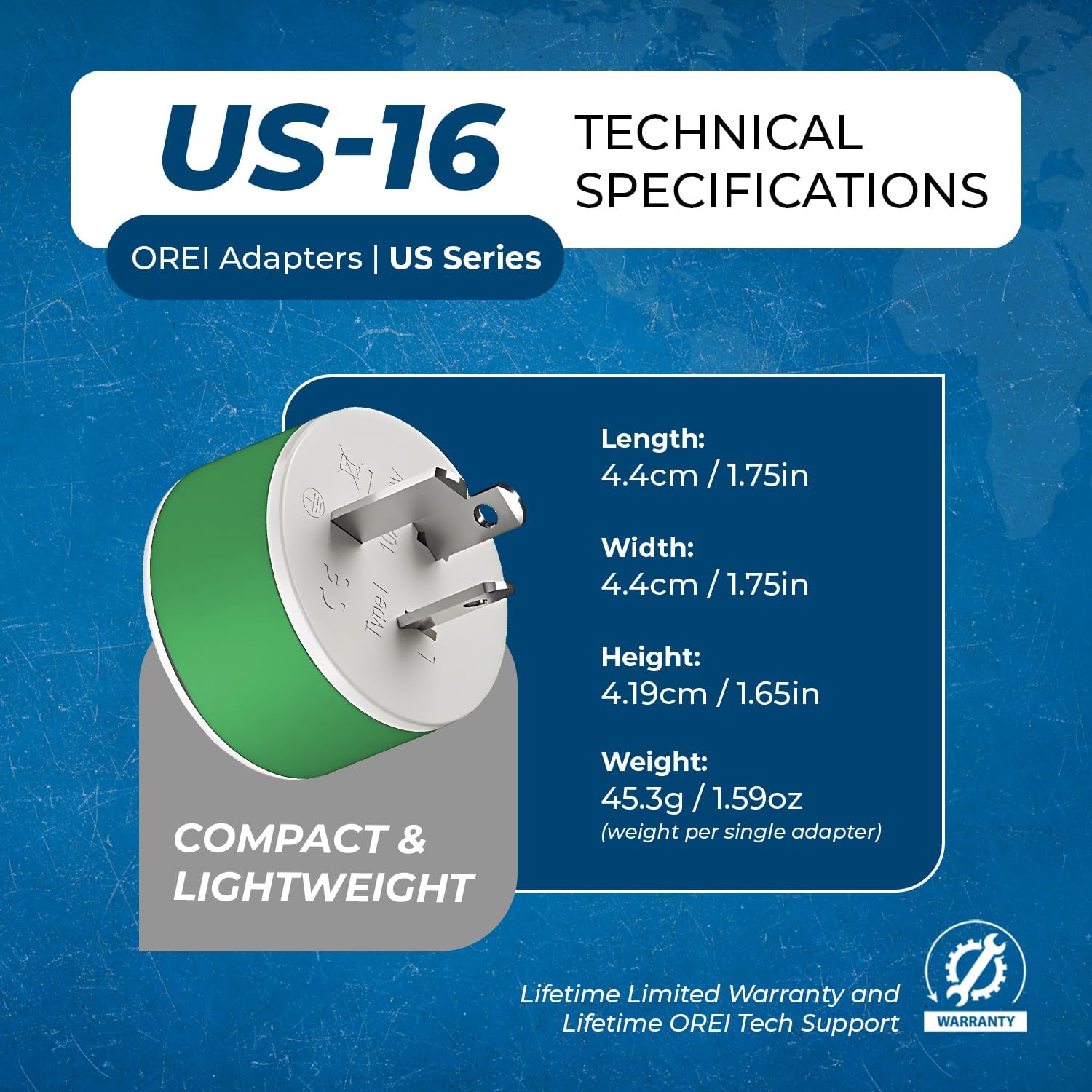 Detalle de OREI Type I (US-16) Australia/New Zealand/China to USA Power Plug Adapter, Travel 3-Pack