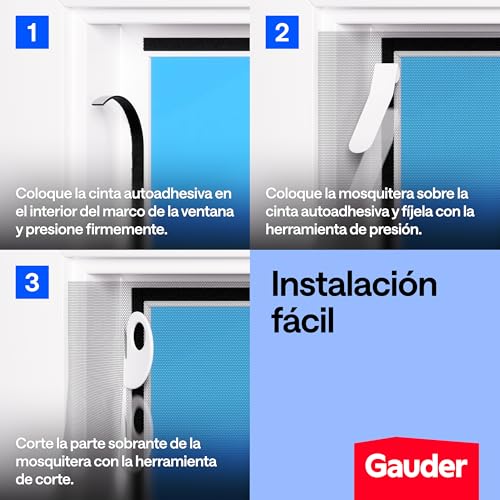 Detalle 2 de GAUDER Mosquitera de ventana 130x150 cm – protección anti-insectos sin perforar
