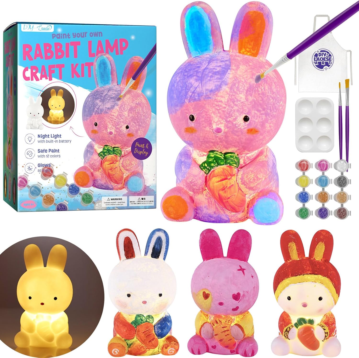 Detalle de Kit de Peinture Lampe de Lapin Veilleuse 3D – Cadeau Créatif pour Enfants 6–14 ans