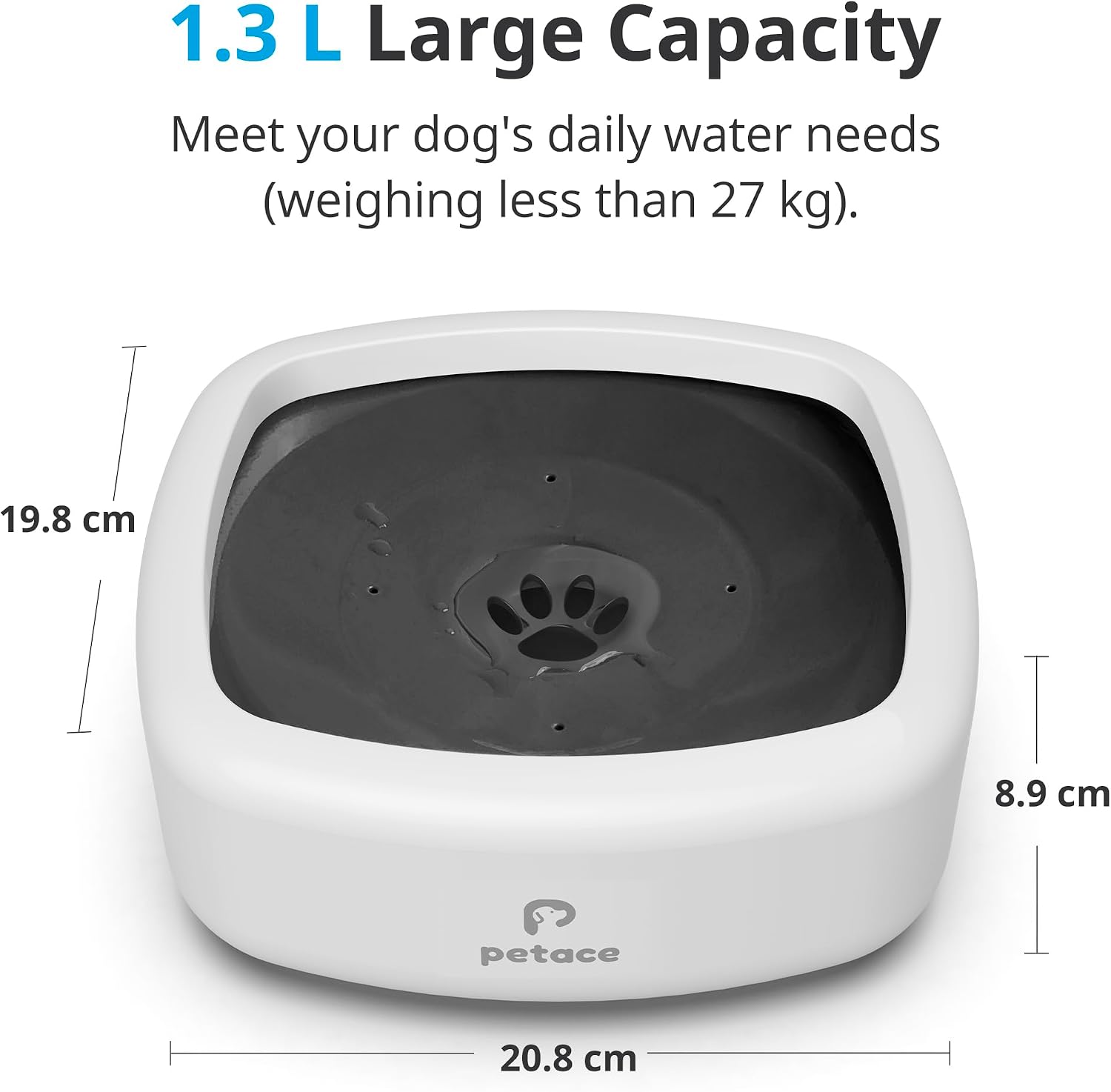 Thumbnail 2 de Petace Dog Water Bowl: 1.3 L Non-Spill, Splash-Proof & Slow-Feeder for Dogs