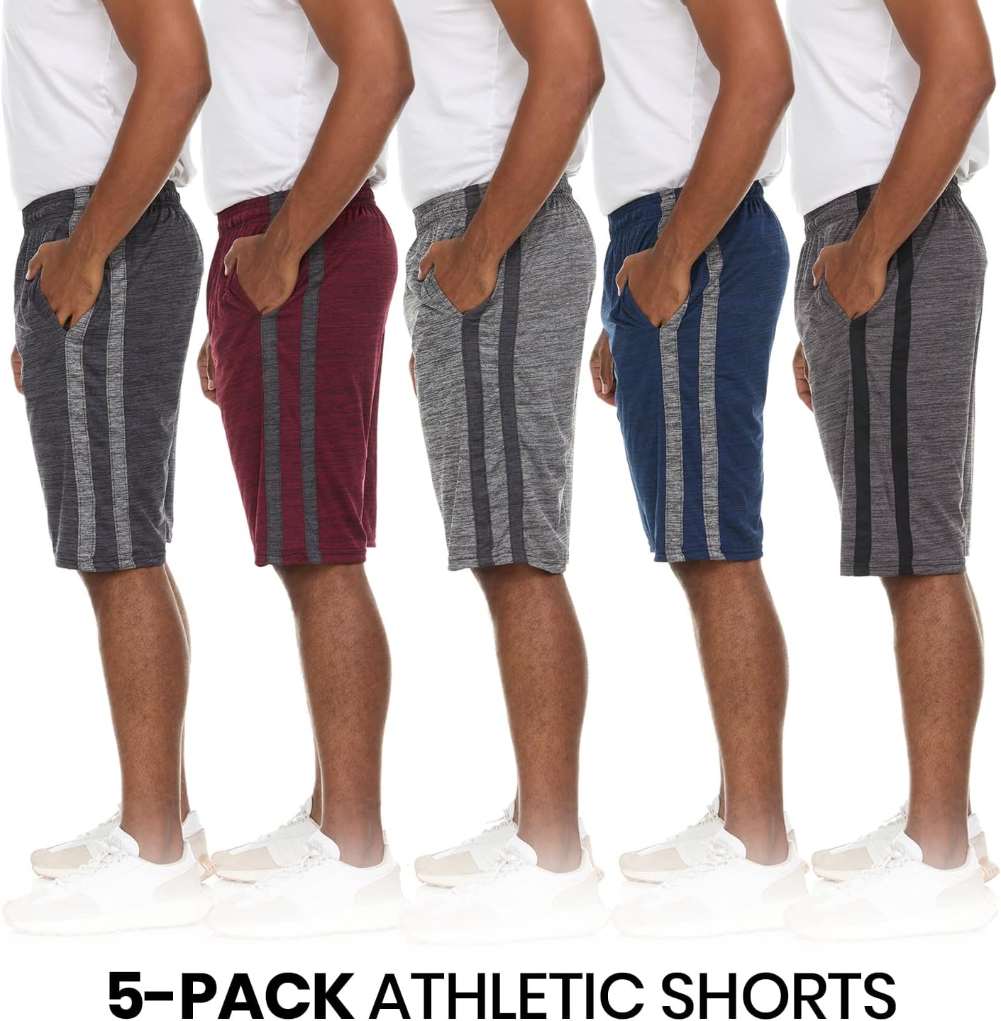 Thumbnail 1 de 5 Pack: Men's Dry-Fit Sweat Resistant Active Athletic Performance Shorts