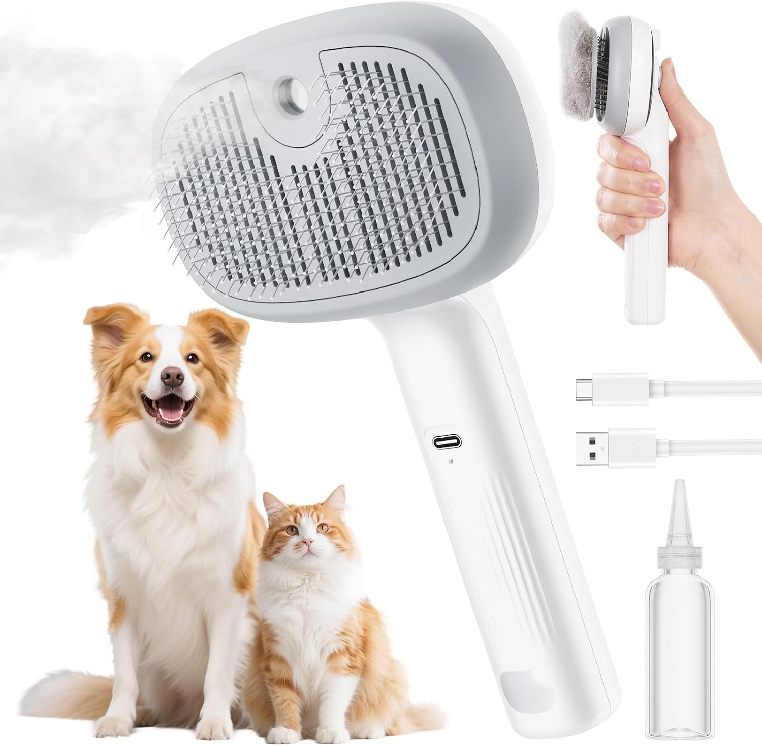 Detalle de pecute Dampfbürste für Katzen 1× Katzenkamm mit Nebel 🐱