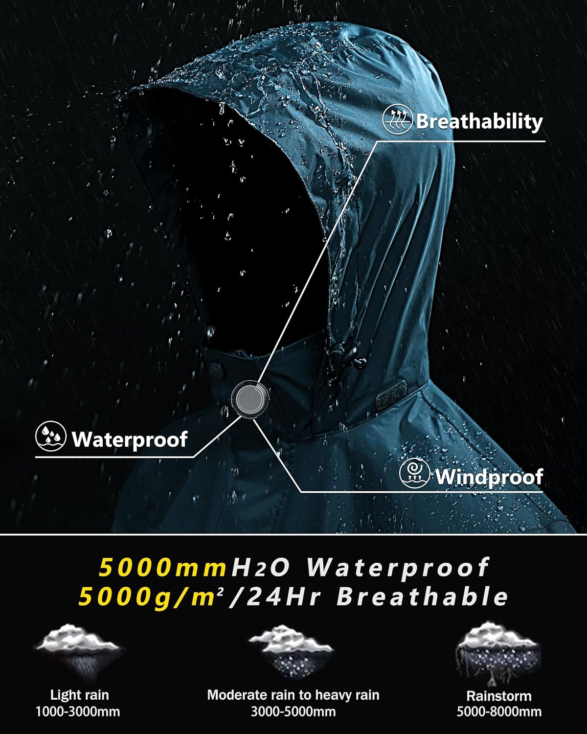 Thumbnail 2 de Outdoor Ventures Mens Lightweight Waterproof Jacket