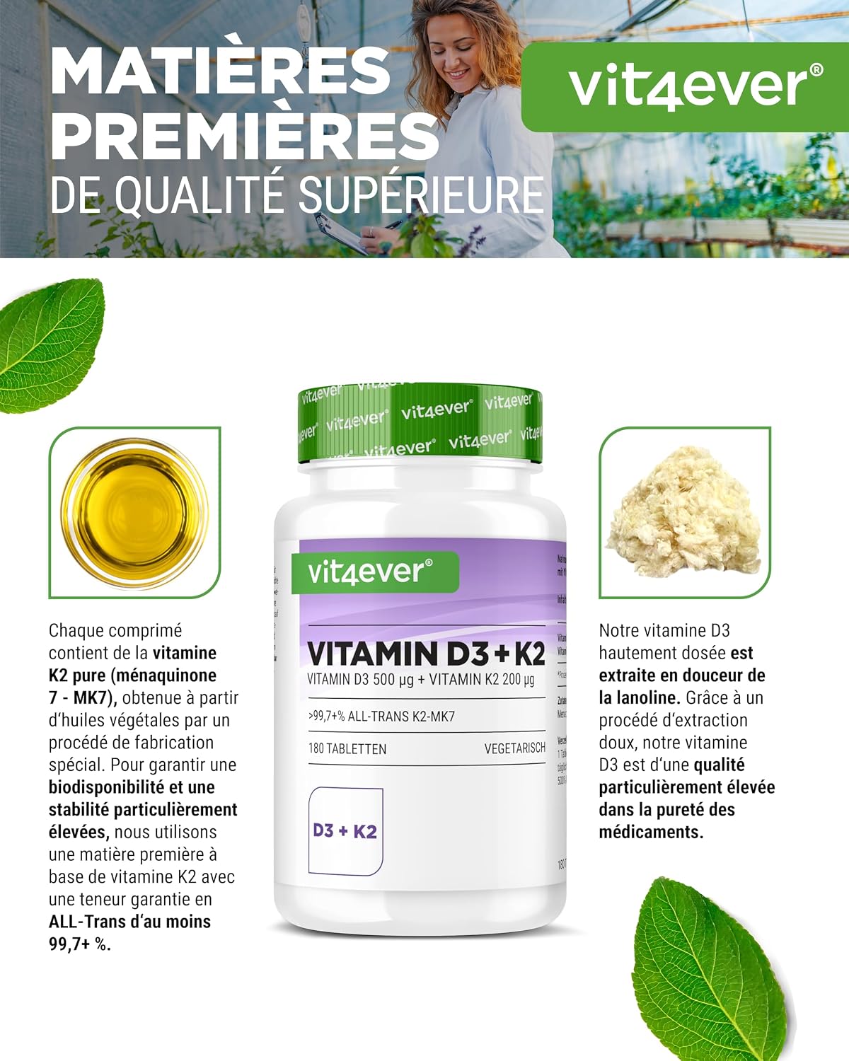 Detalle de Vit4ever Vitamine D3 20 000 UI + K2 200 µg