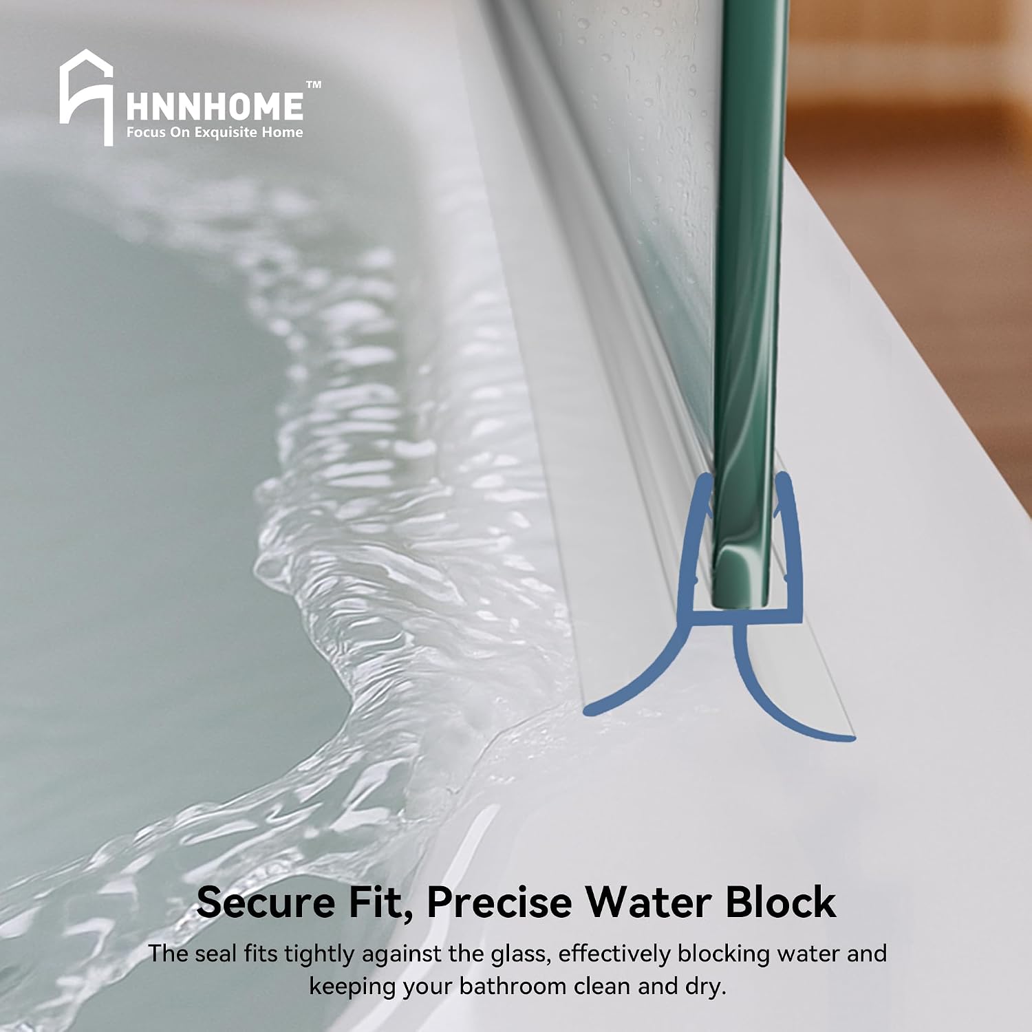 Thumbnail 6 de HNNHOME Clear Bath Shower Screen Door Seal Strip for 4-6mm Glass Up to 18mm Gap (Straight)