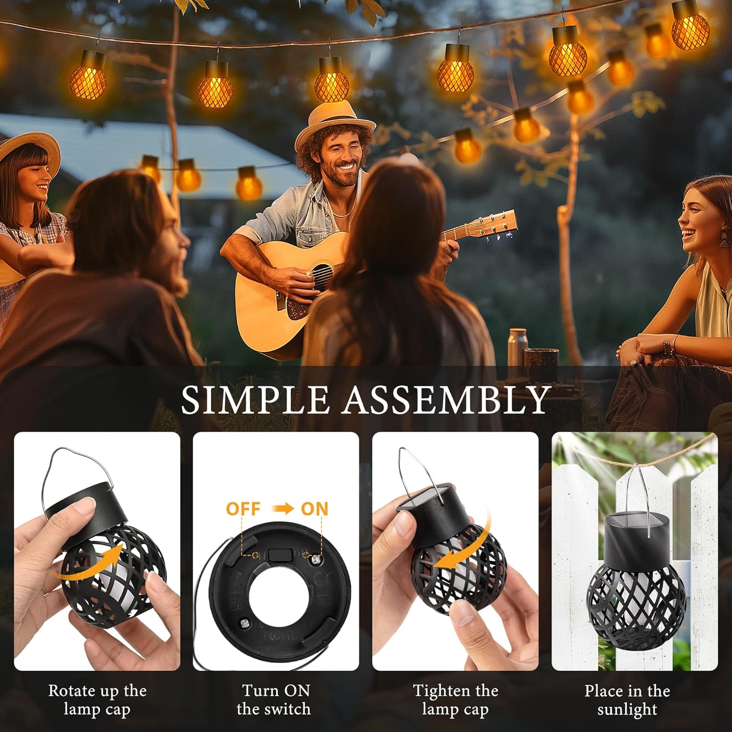 Thumbnail 4 de GIGALUMI Solar Flame Flickering Hanging Lights (12-pack) for Outdoor Garden