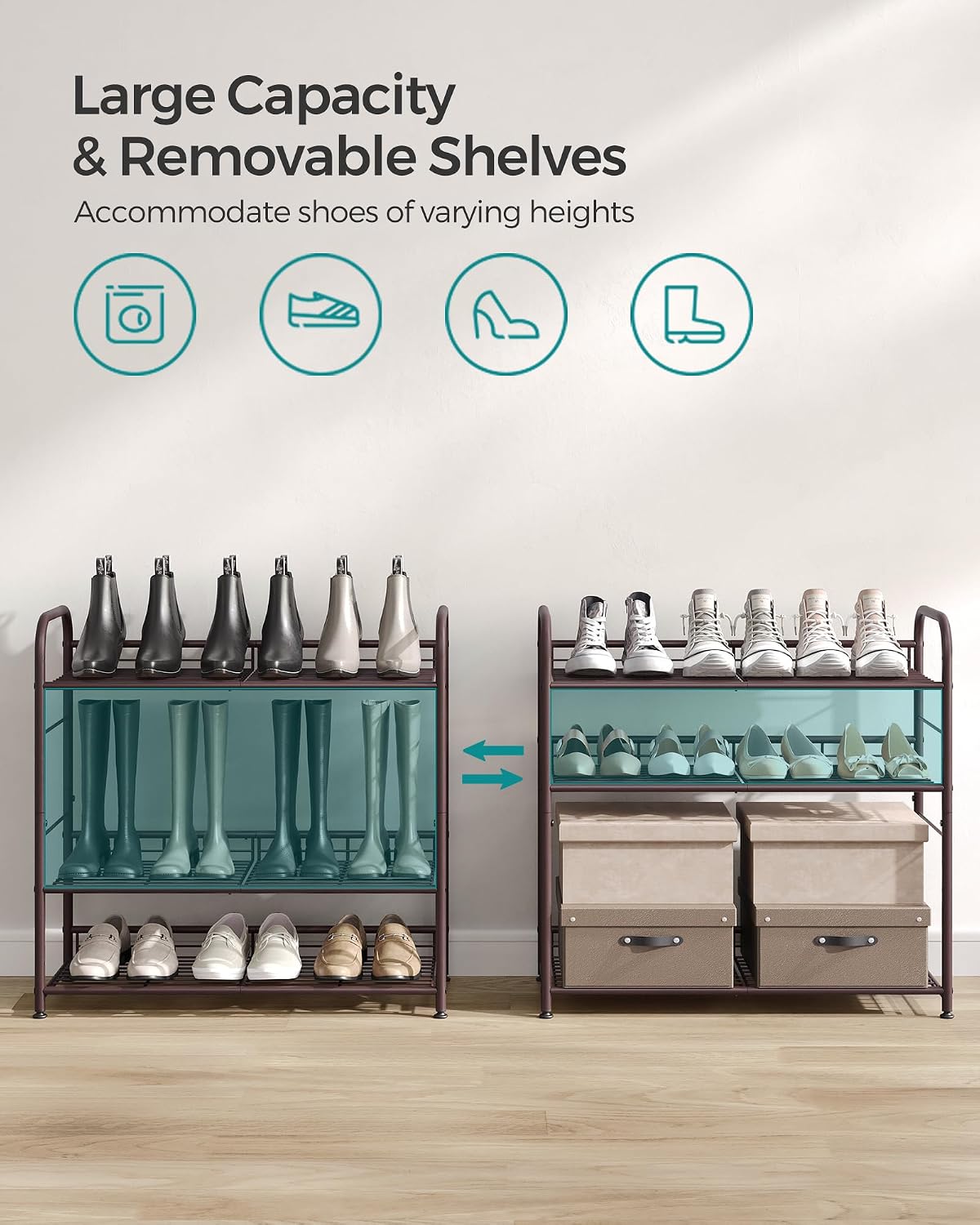 Detalle 2 de SONGMICS 4-Tier Metal Shoe Rack