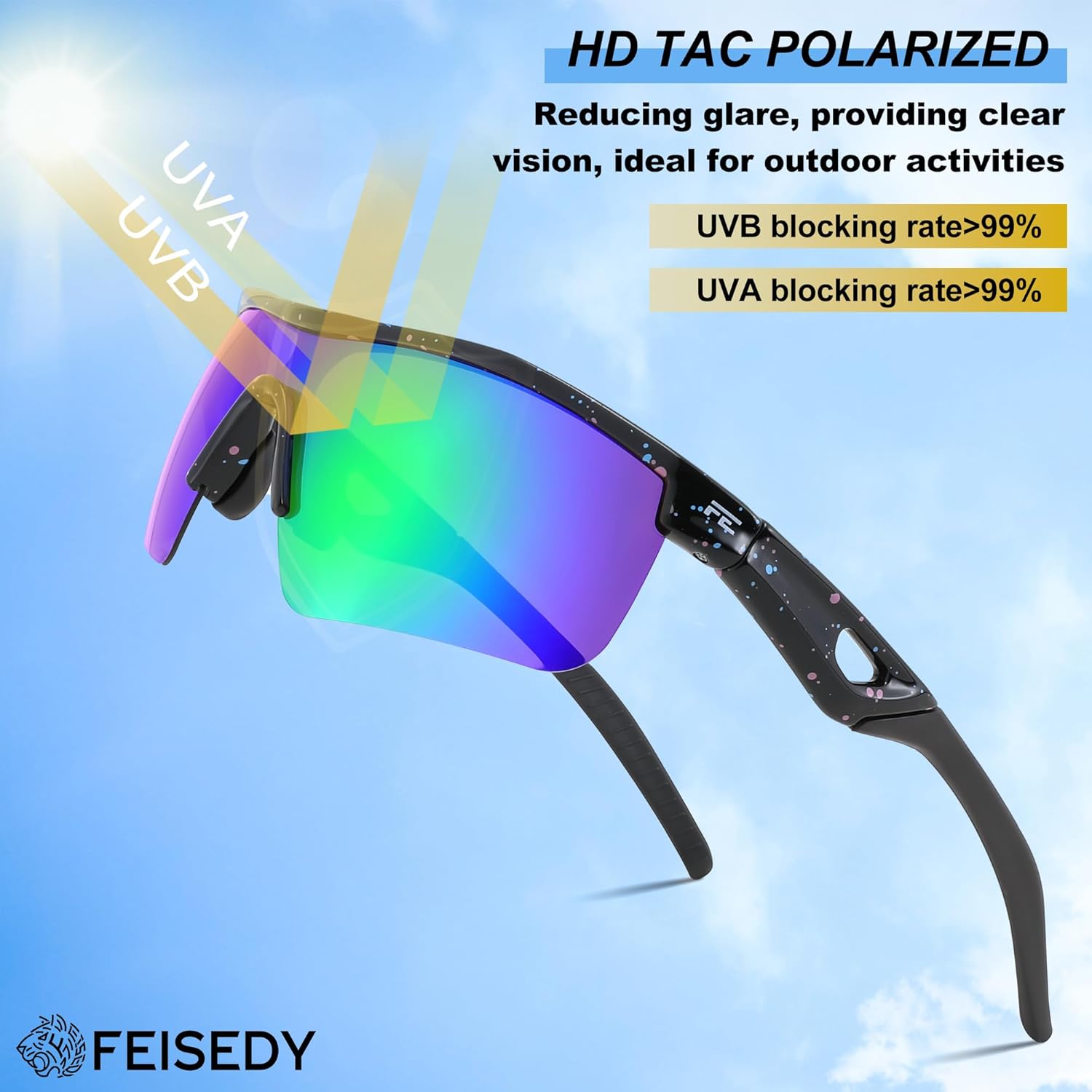 Thumbnail 2 de FEISEDY Kids Polarised Sunglasses TR90: Lightweight, Durable Sports Shades for 6–14s