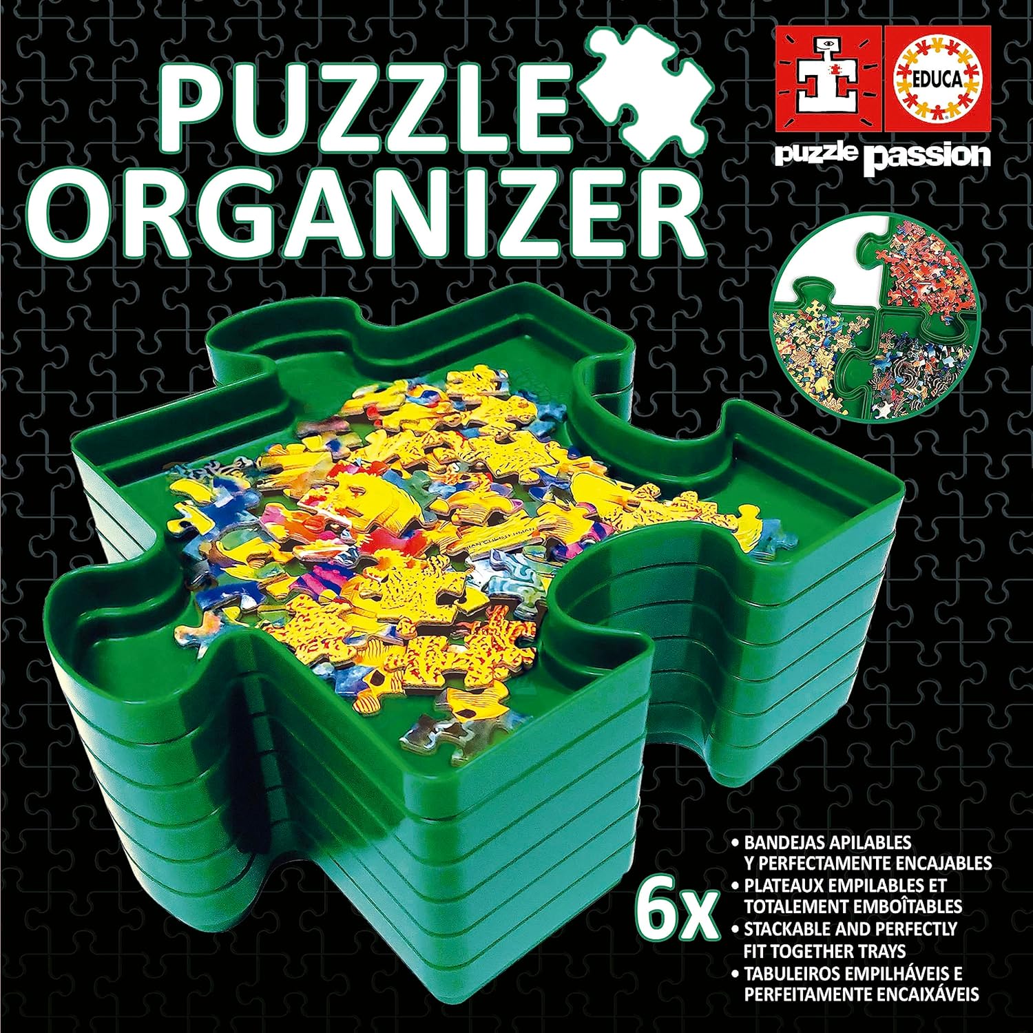 Thumbnail 2 de Educa Accessoires pour Puzzles : organisateur avec 6 plateaux empilables pour trier les pièces