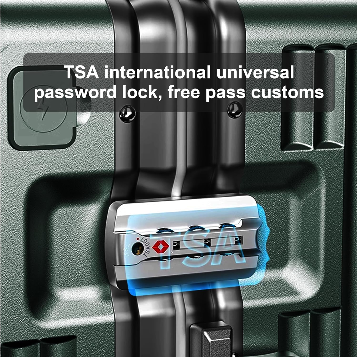 Detalle de AIWEINY 26'' Suitcase Carry-on Luggage – Green, TSA Lock, 360° Wheels, ABS + Aluminum Frame