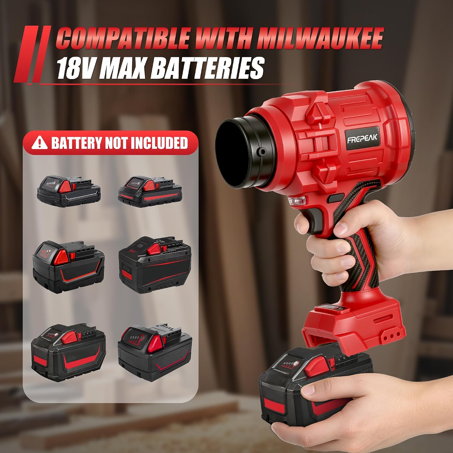 Detalle 2 de FREPEAK Frepeak-MWQ-01 Cordless Leaf Blower, 2-in-1, 720 CFM, LED Light