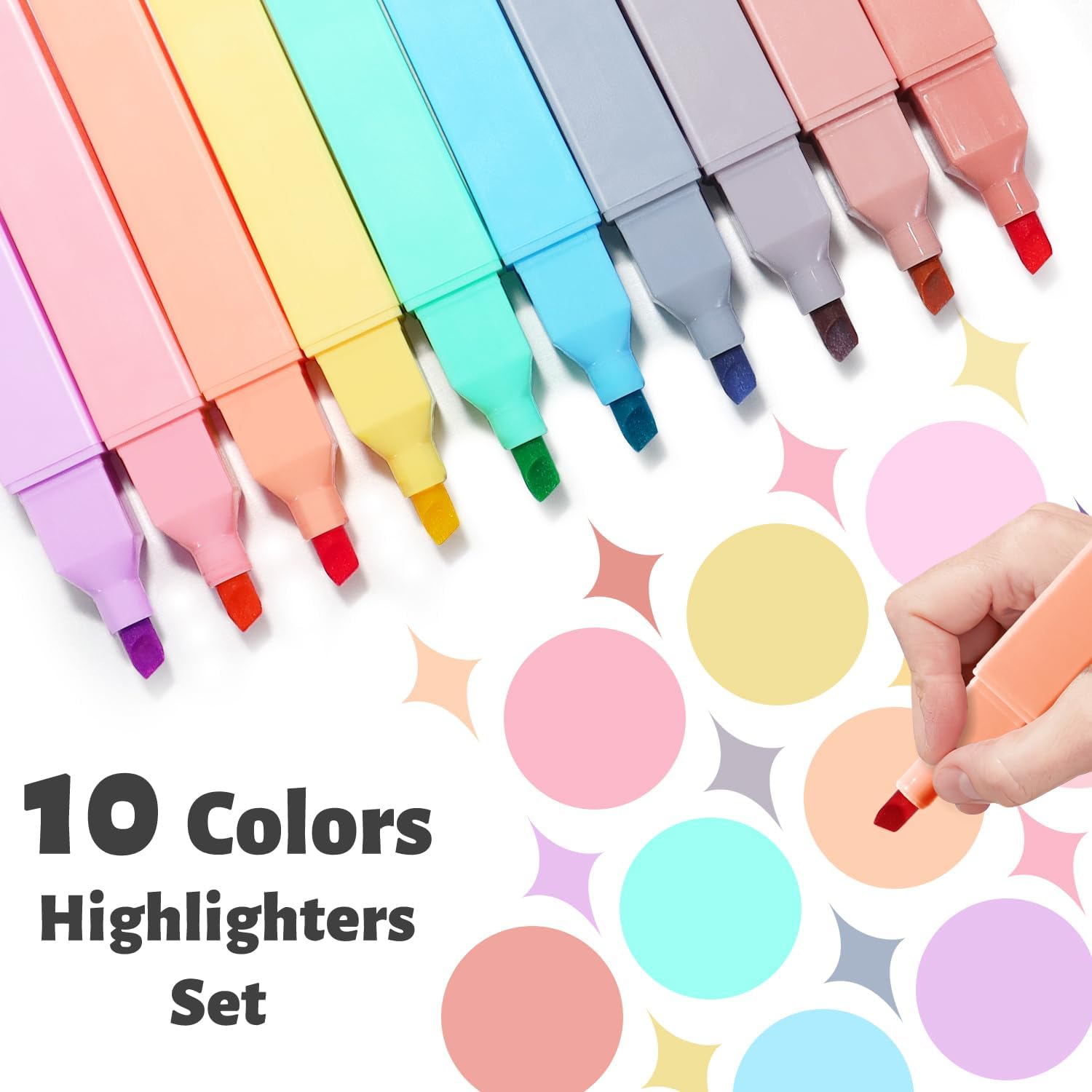 Detalle 2 de Vitoler 10-Piece Aesthetic Highlighters with Chisel Tips, Morandi and Candy Colors