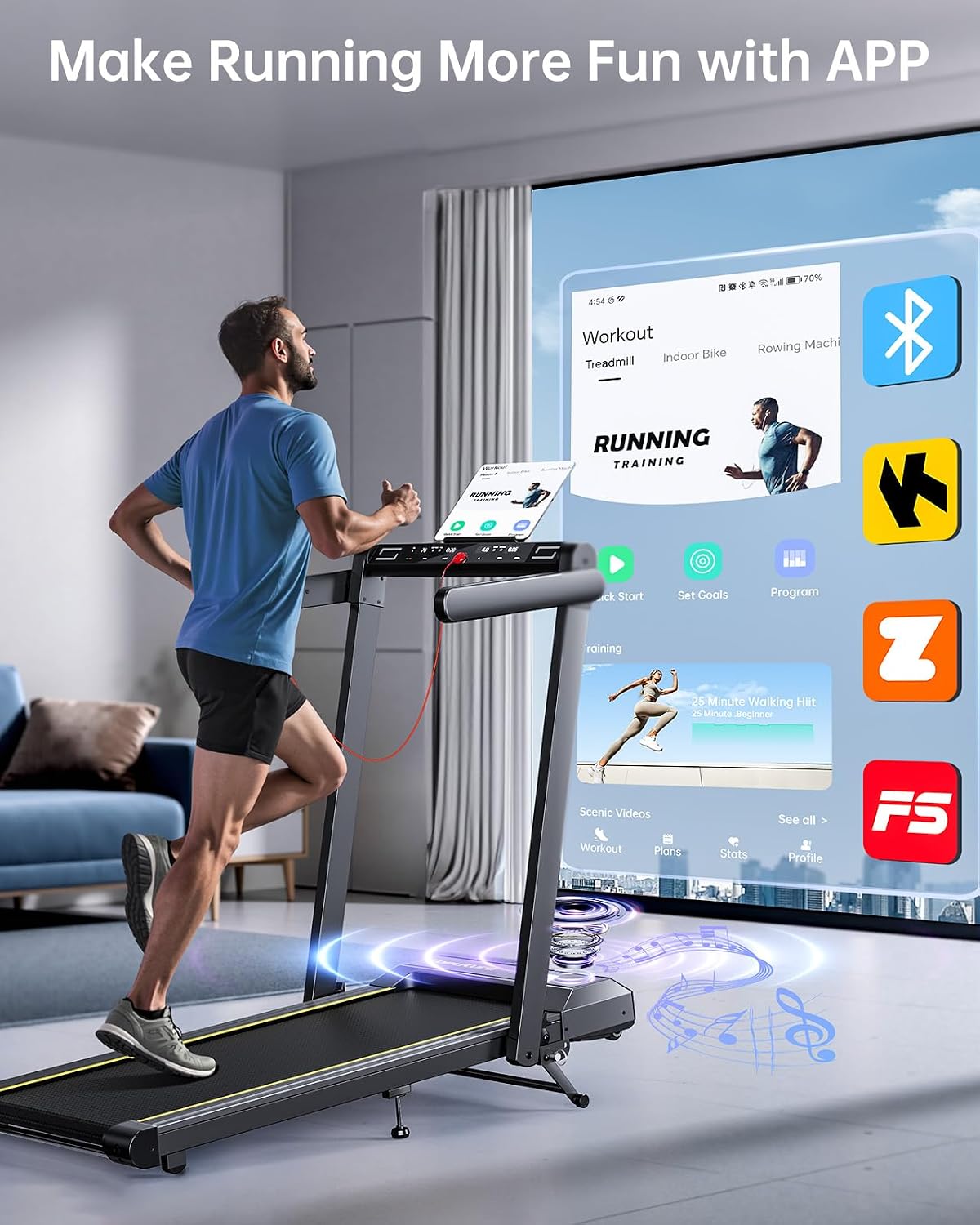 Detalle 2 de TOPUTURE TP5 4-in-1 Folding Treadmill with 12% Incline and Bluetooth