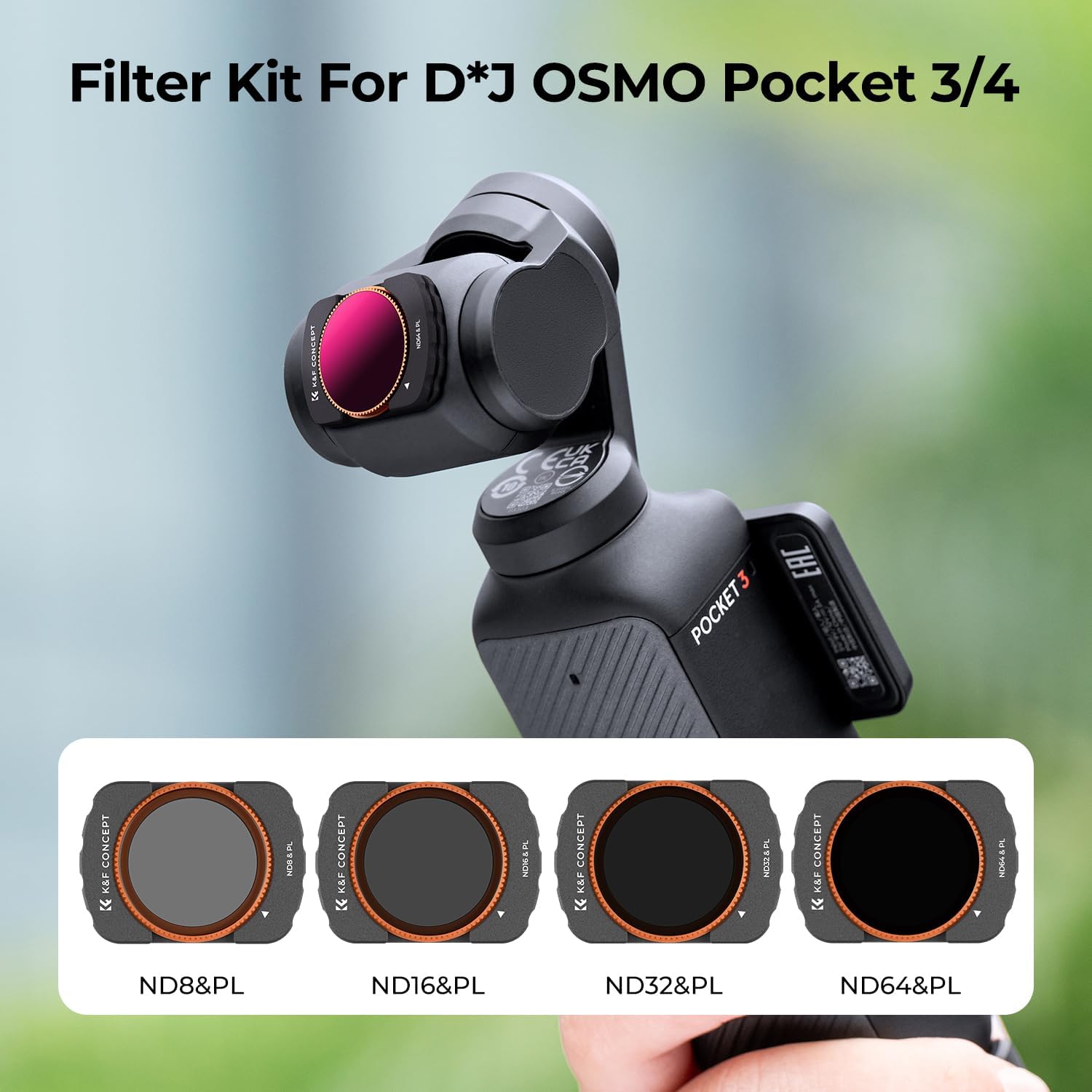 Detalle 2 de K&F CONCEPT 4-Pack ND/PL Filter Kit for DJI Osmo Pocket 4/3 (FD161)