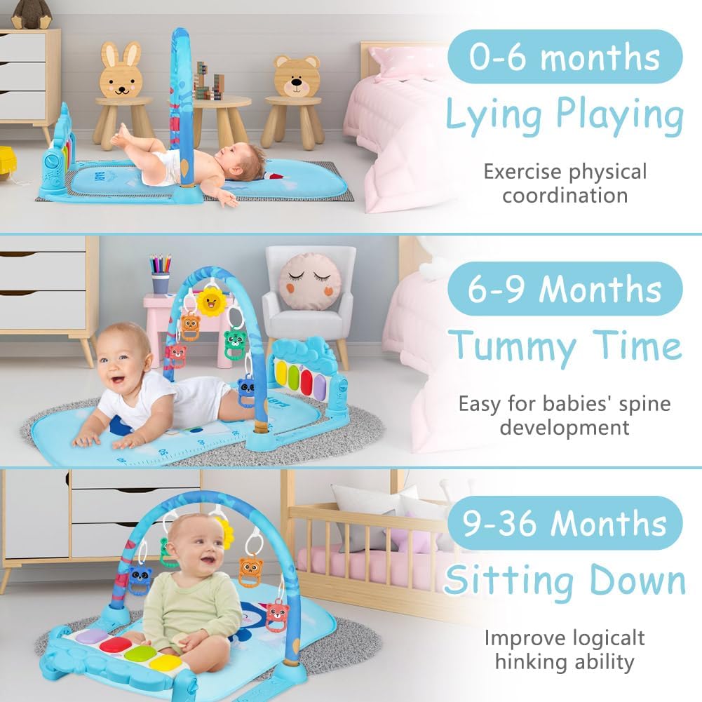 Thumbnail 5 de AOMIG Baby Play Mat: Piano Gym with Lights and 5 Detachable Toys