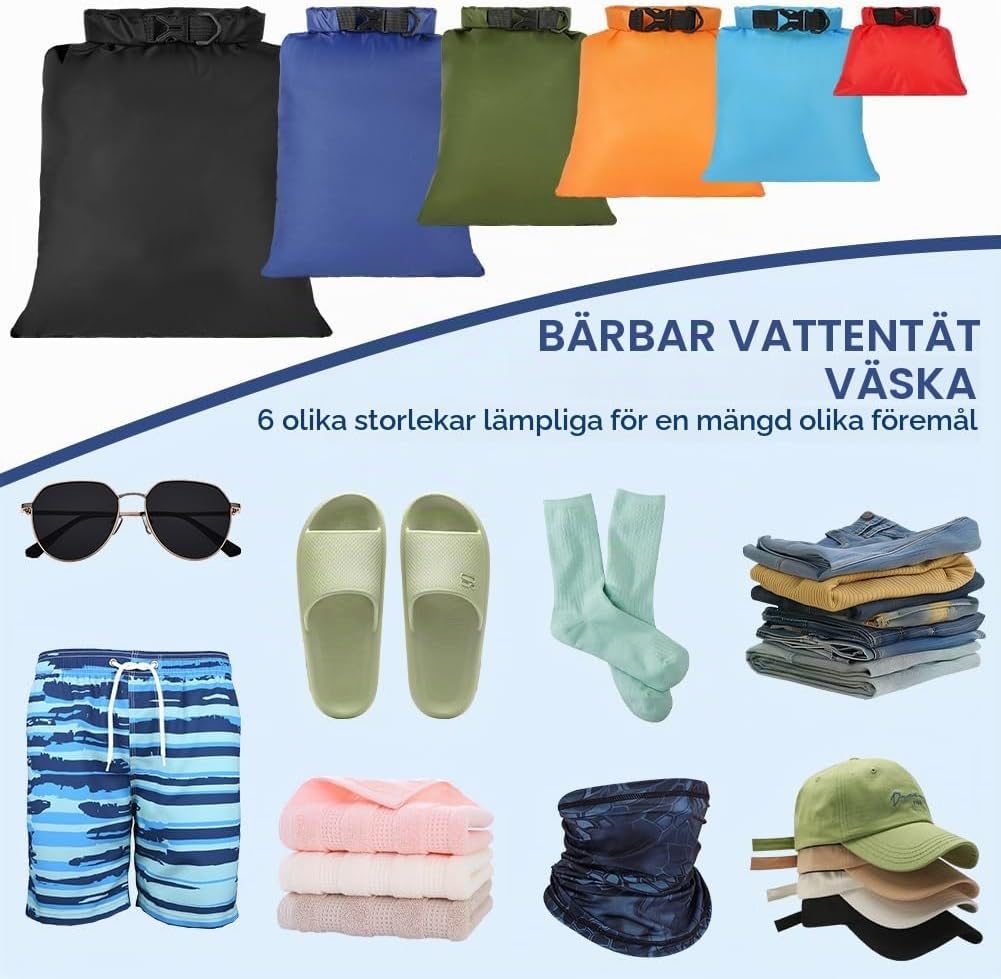 Thumbnail 3 de vsshe vattentäta torrpåsar, 6 storlekar med rullförslutning