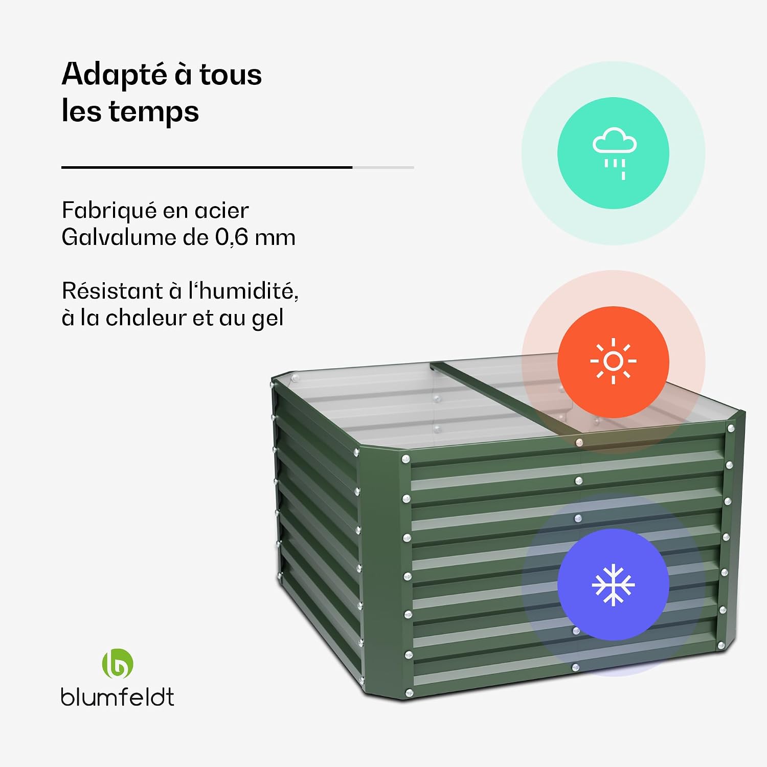 Detalle de Blumfeldt High Grow Straight verhoogde moestuin, 600 l in Galvalume-staal