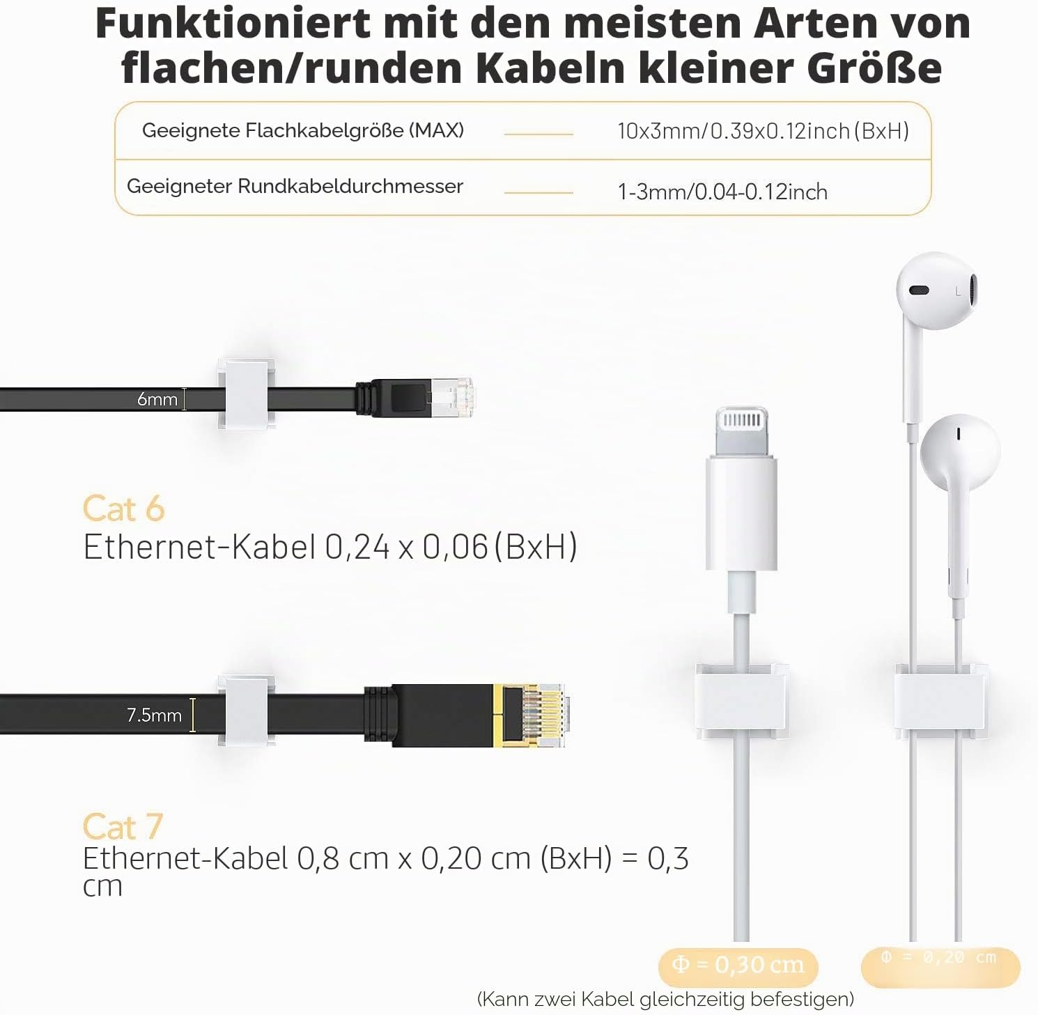 Thumbnail 3 de AGPTEK 100 Stück Kabelclips selbstklebend 13×16×7 mm