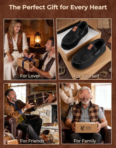 Thumbnail 6 de VeraCosy Men's Moccasin Slippers Memory Foam House Shoes – Bold Black, 9 UK