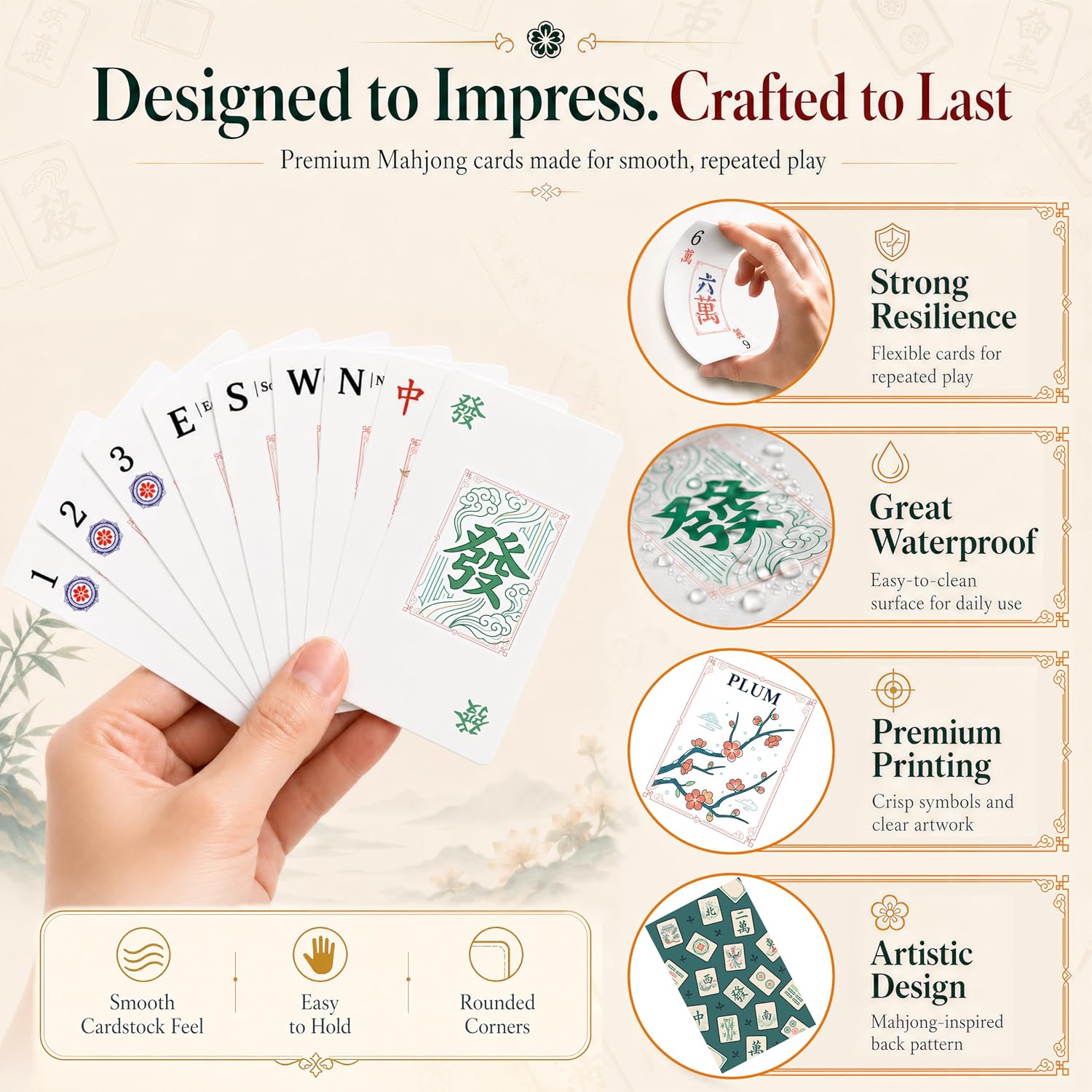 Detalle de Jirovae Mahjong Card Set, 144 Cards