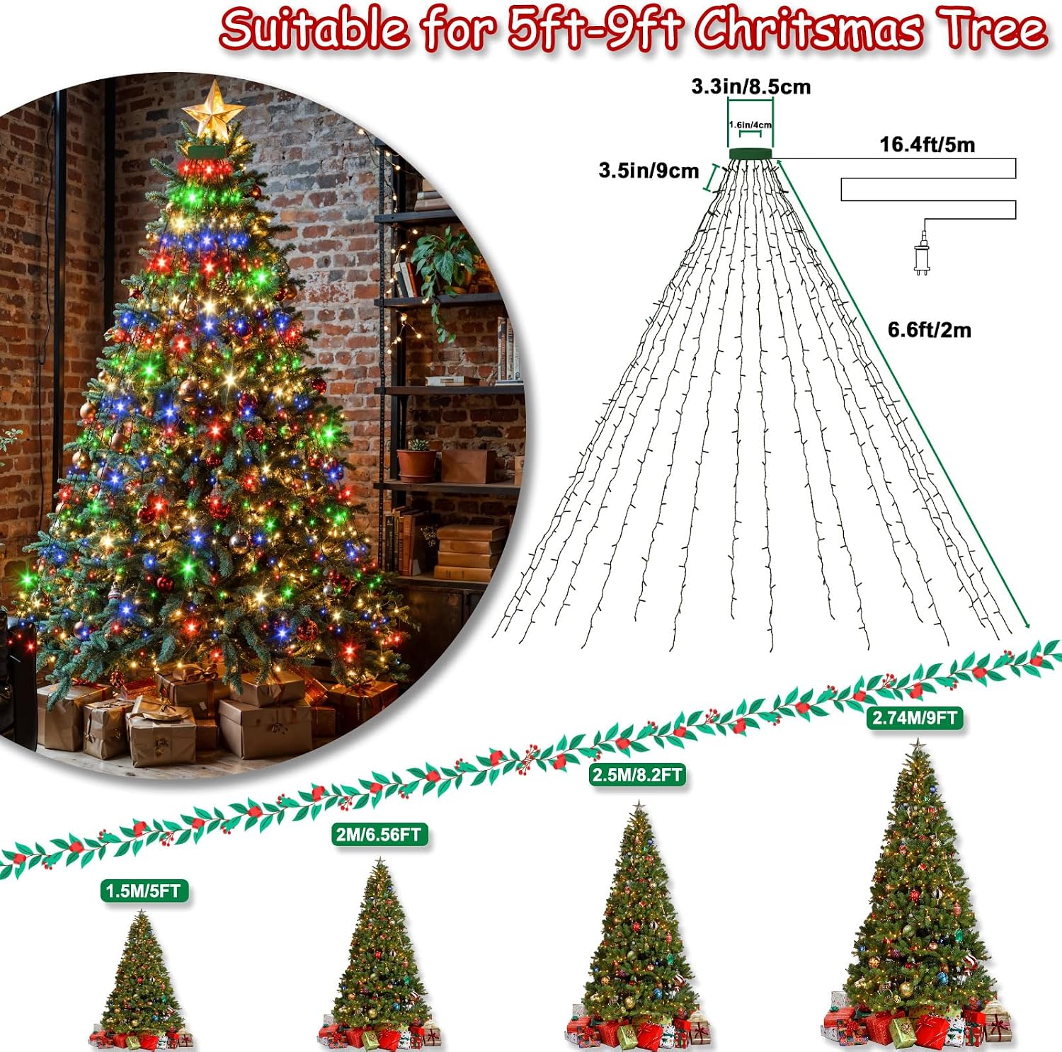 Detalle de Dalugo Christmas Tree Lights 2m ๐
