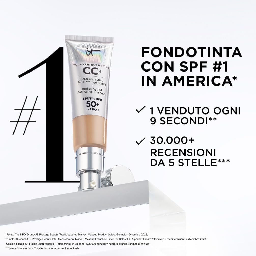Detalle 2 de iT COSMETICS CC+ Cream e Fondotinta Anti-età: Alta Coprenza, Waterproof, Finish Naturale
