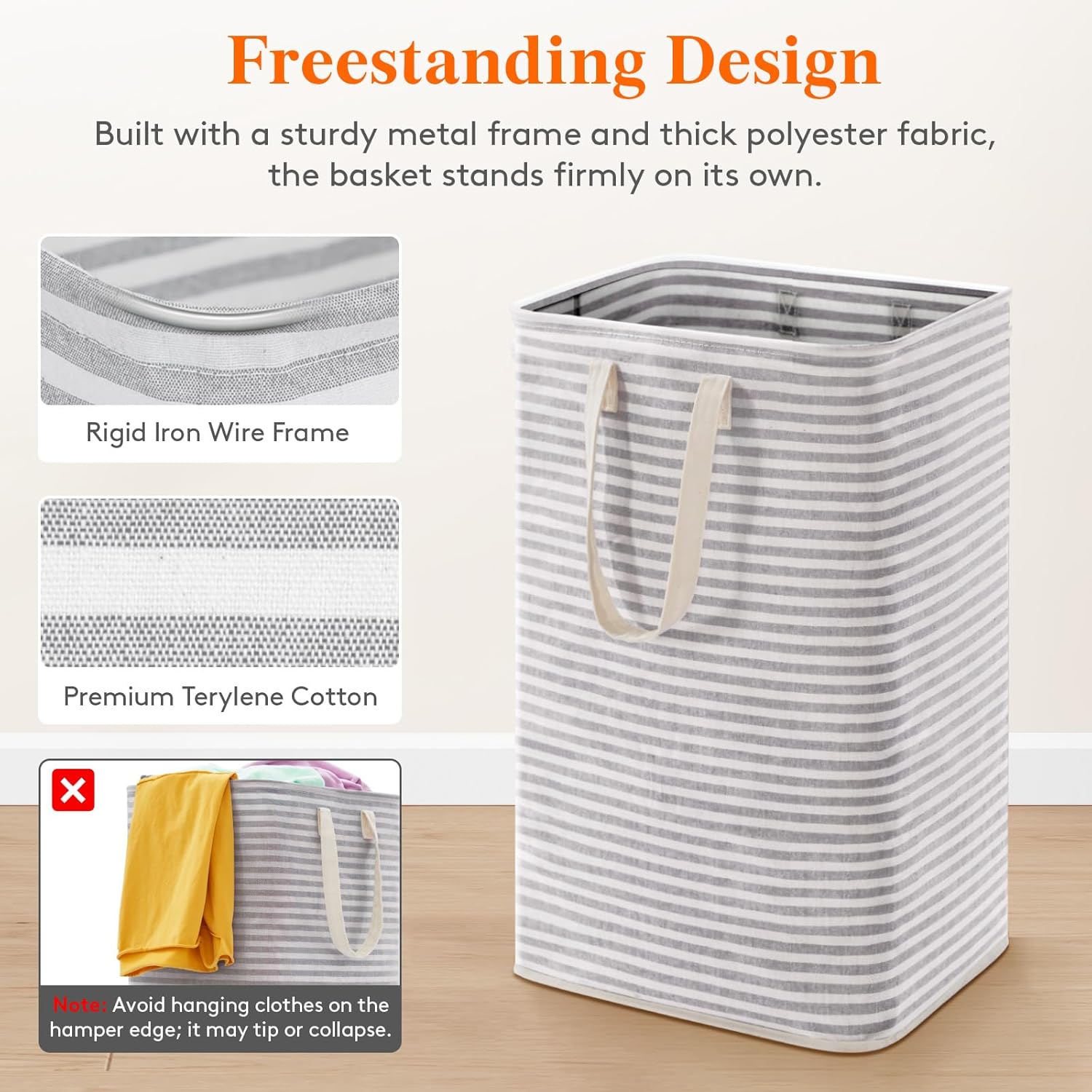 Detalle 2 de Lifewit 25079 75 L Collapsible Laundry Hampers, Waterproof, Grey, 2-Pack