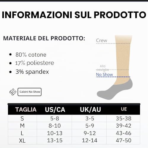Thumbnail 6 de CLOSEMATE 6 Paia Fantasmini Uomo Donna in Cotone Traspiranti Antiscivolo