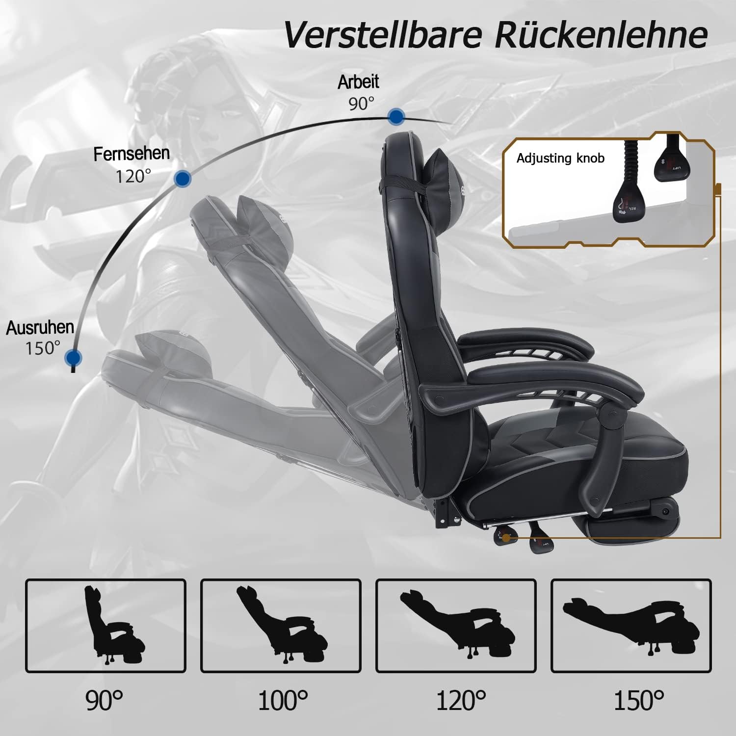 Thumbnail 4 de YU YUSING Massage Chaise Gaming Ergonomique — Chaise de Bureau Verst que réconforte le gaming et le travail