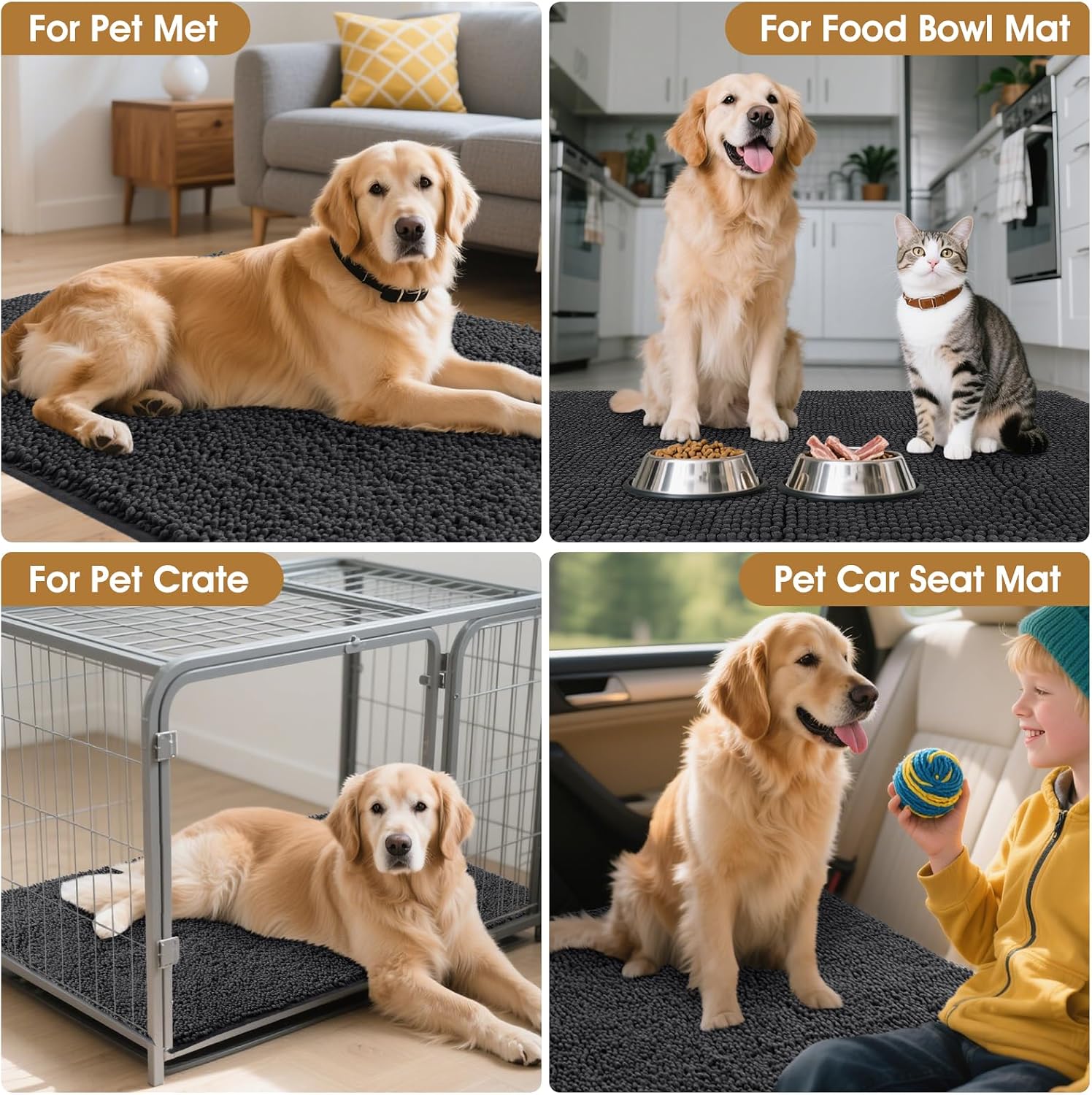Thumbnail 6 de IM HOME 2-Piece Chenille Dog Door Mats, 30 x 20-Inch, Non-Slip, Washable
