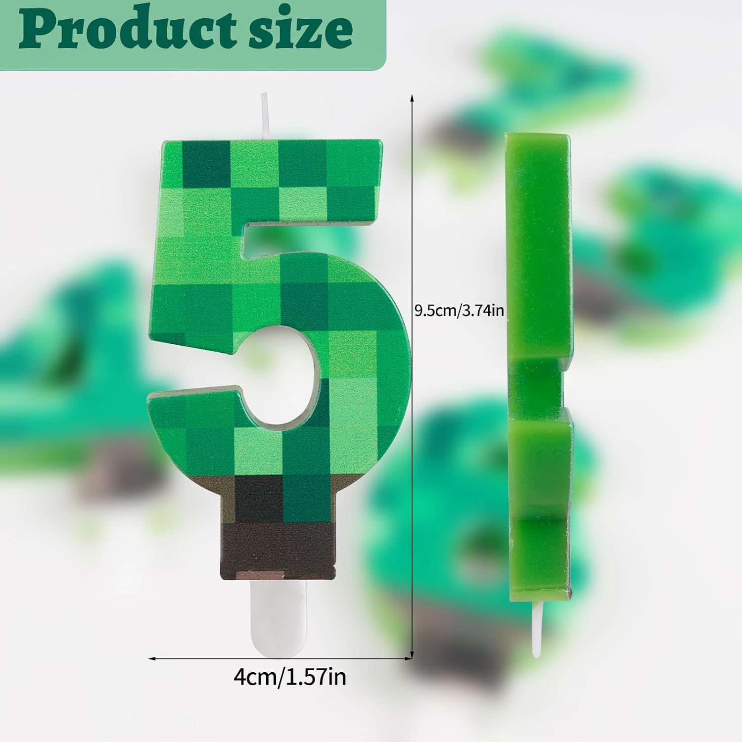 Thumbnail 1 de Yiran Numbe 10th Birthday Candles: Green Video Game Themed Number 10 Candle