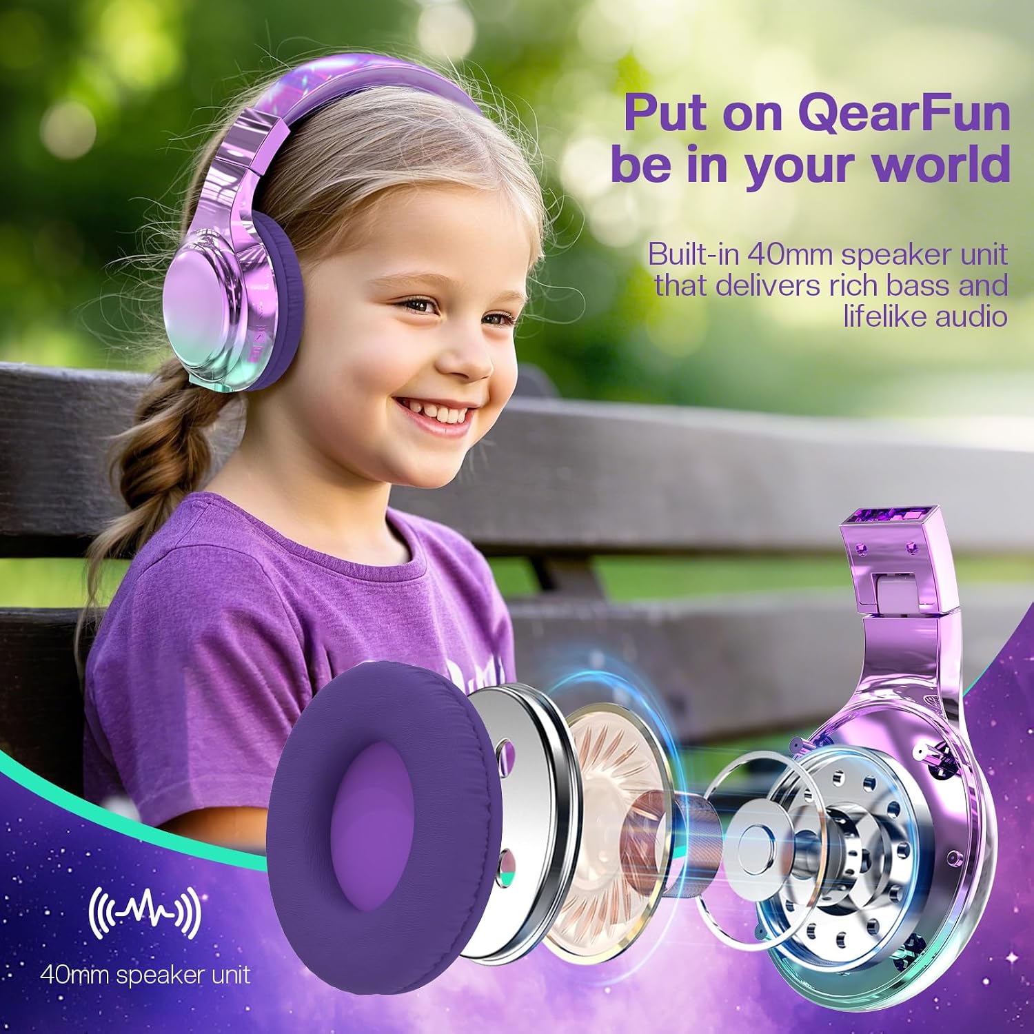 Thumbnail 6 de QearFun Kids Bluetooth Headphones 60H