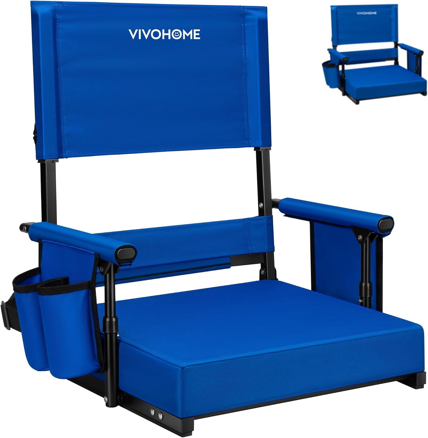 VIVOHOME Adjustable High-Back Stadium Seat with Cushion and Cup Holders
