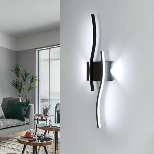 Detalle de Comely Aplique Pared Interior LED 20 W | 2250 lm, Negro | Luz Blanca Fría 6500K, 60 cm