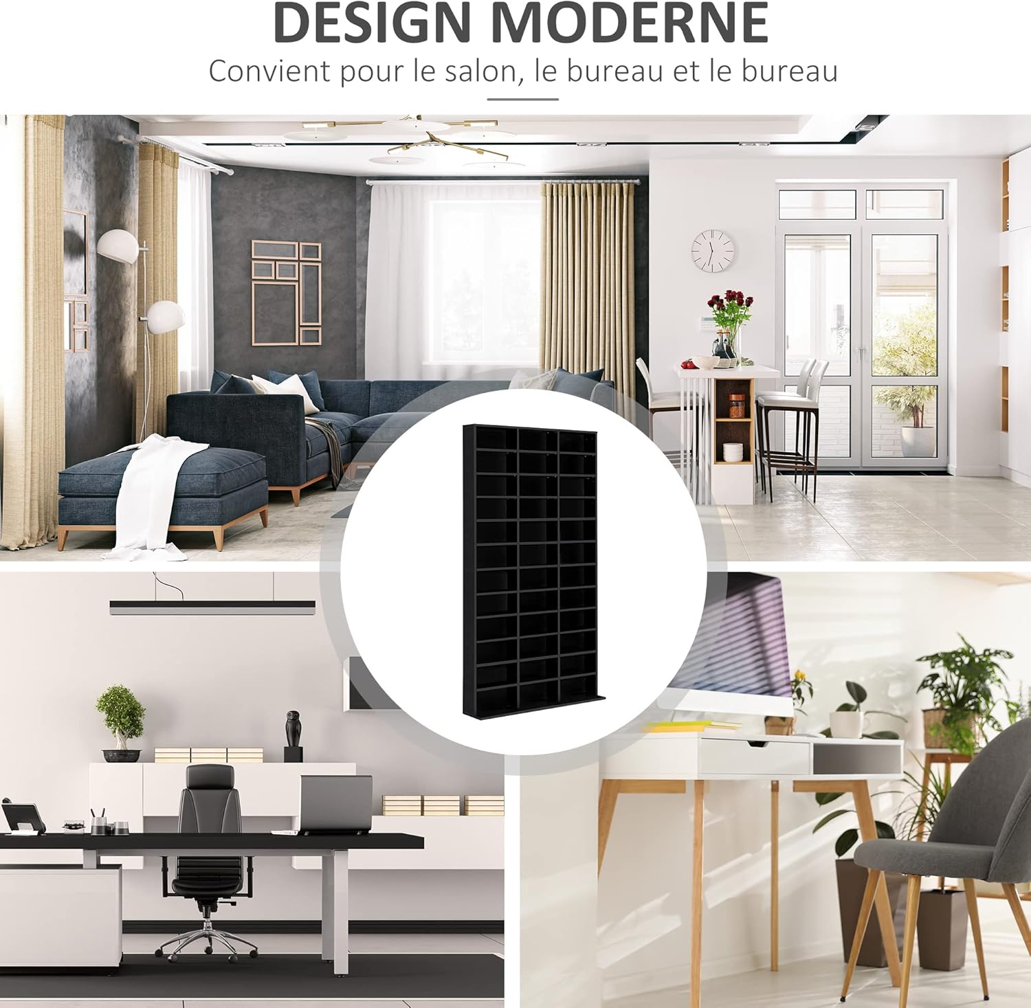 Thumbnail 5 de HOMCOM Rangements CD/DVD — Étagère polyvalente 102 x 23,5 x 195 cm, noir